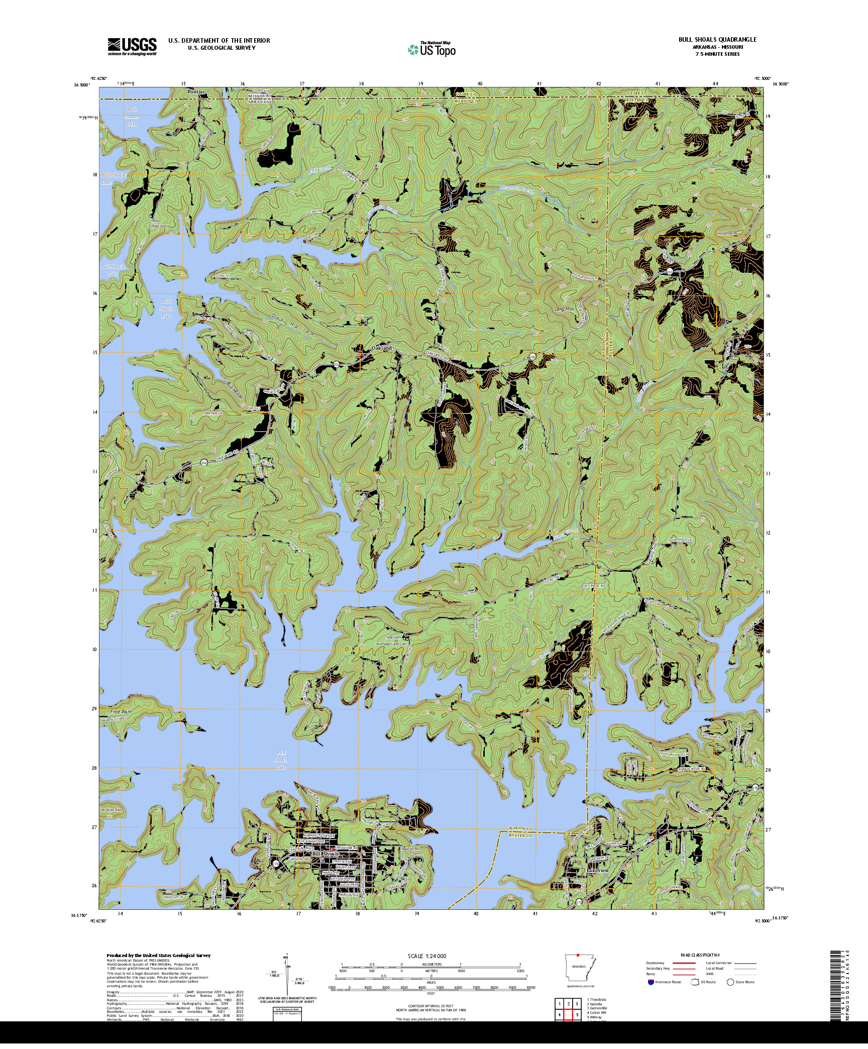 US TOPO 7.5-MINUTE MAP FOR BULL SHOALS, AR,MO