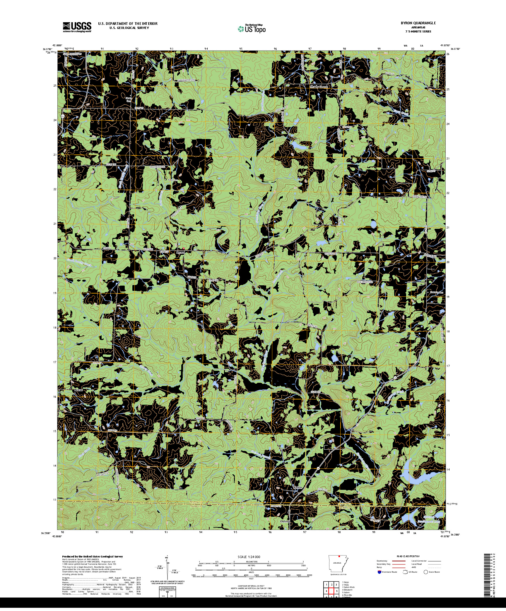 US TOPO 7.5-MINUTE MAP FOR BYRON, AR