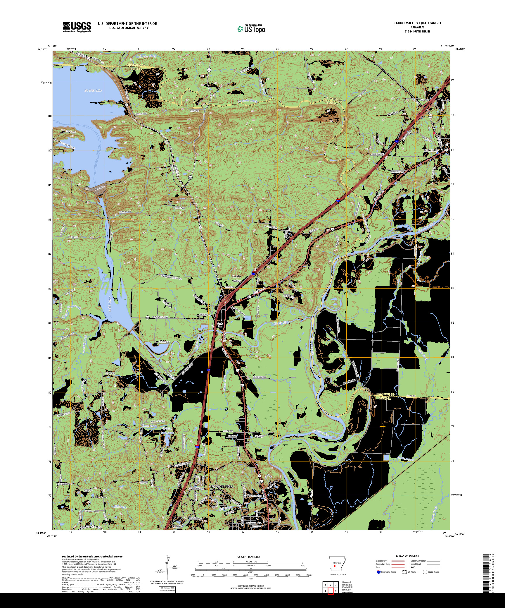 US TOPO 7.5-MINUTE MAP FOR CADDO VALLEY, AR