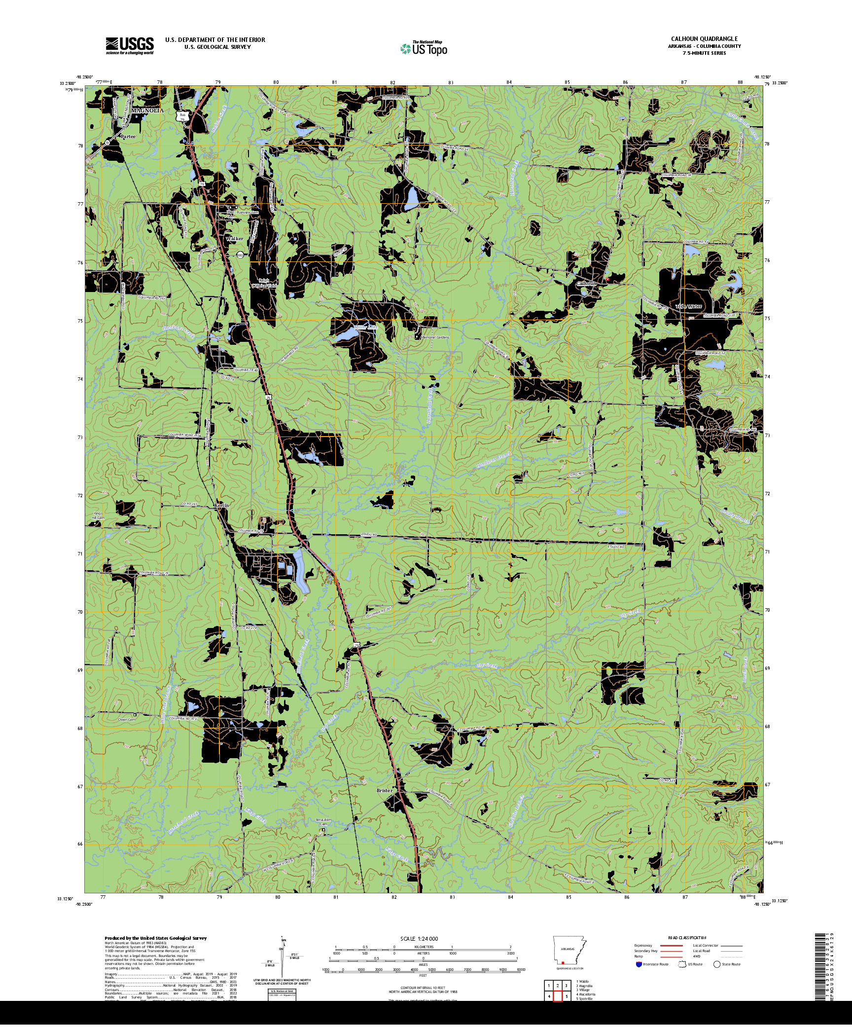 US TOPO 7.5-MINUTE MAP FOR CALHOUN, AR