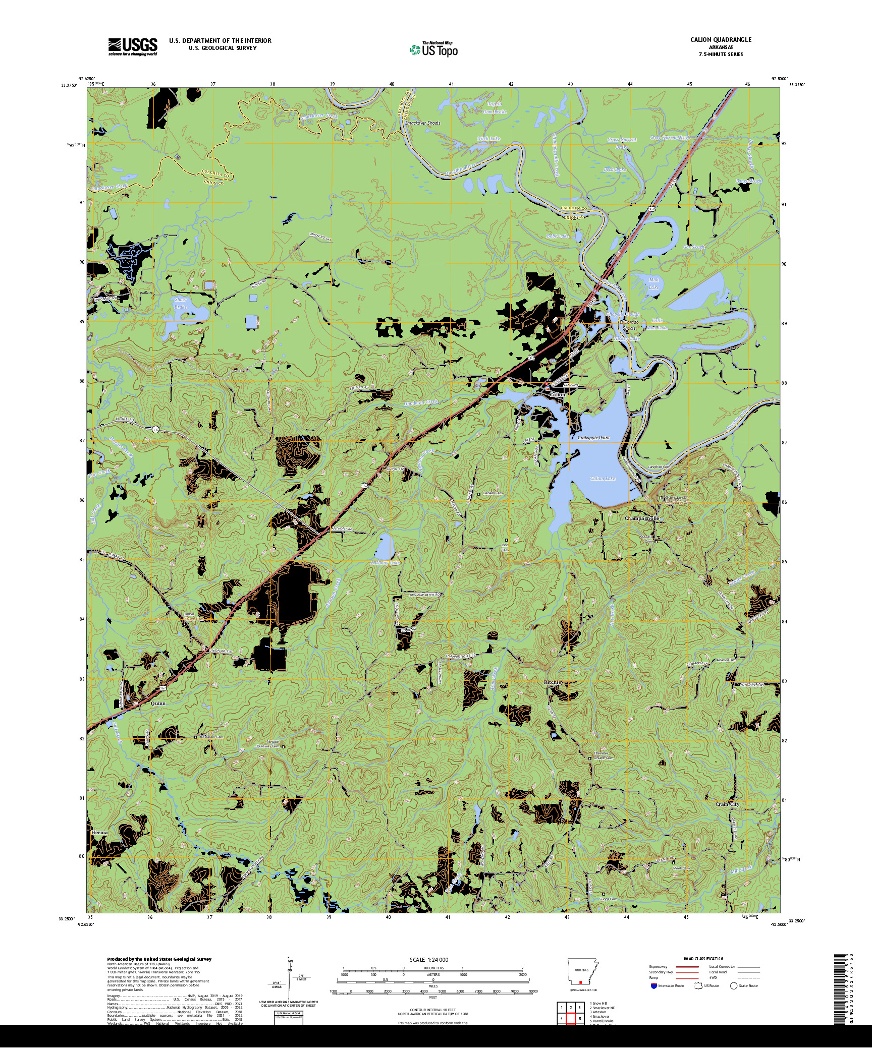 US TOPO 7.5-MINUTE MAP FOR CALION, AR