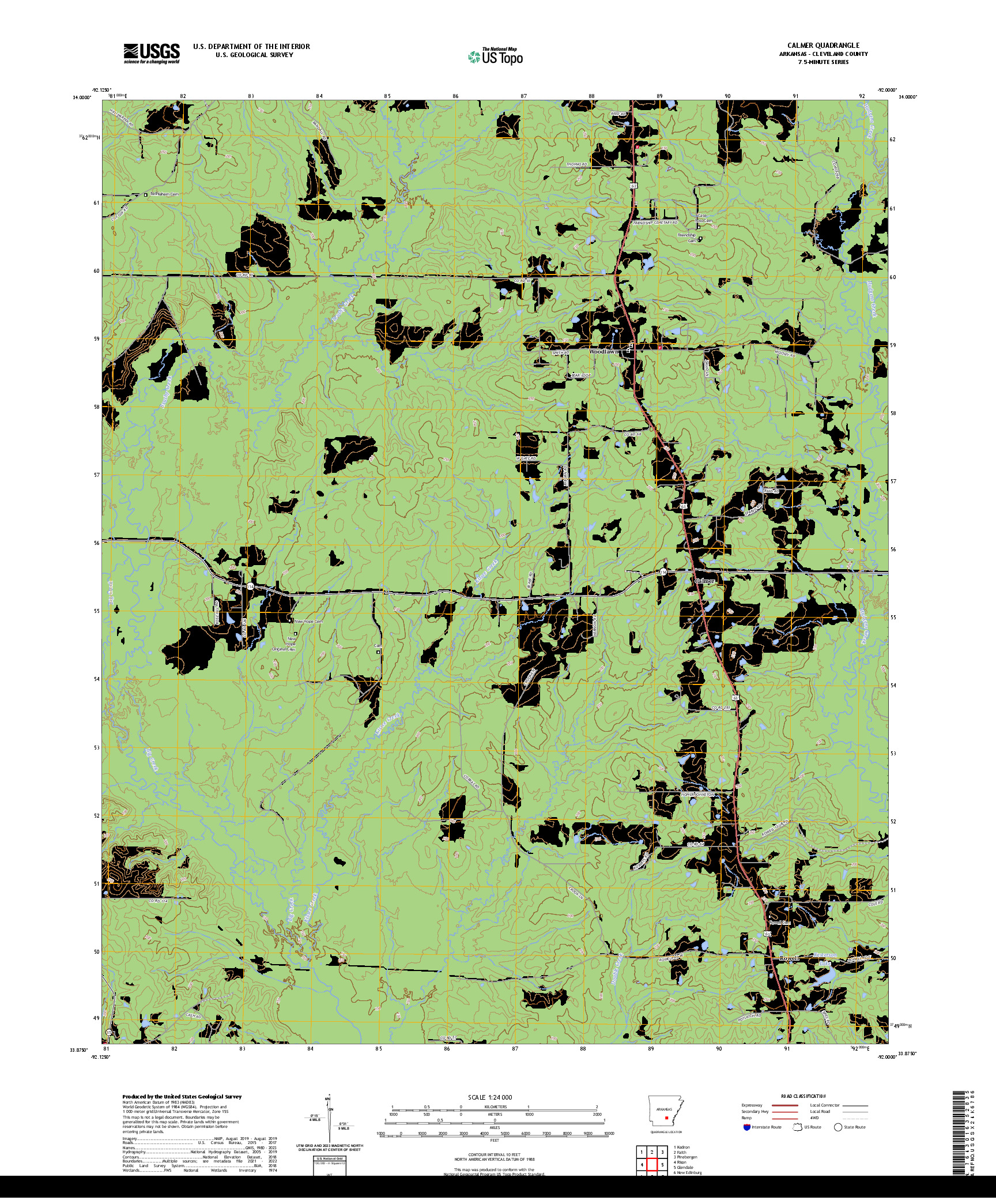 US TOPO 7.5-MINUTE MAP FOR CALMER, AR