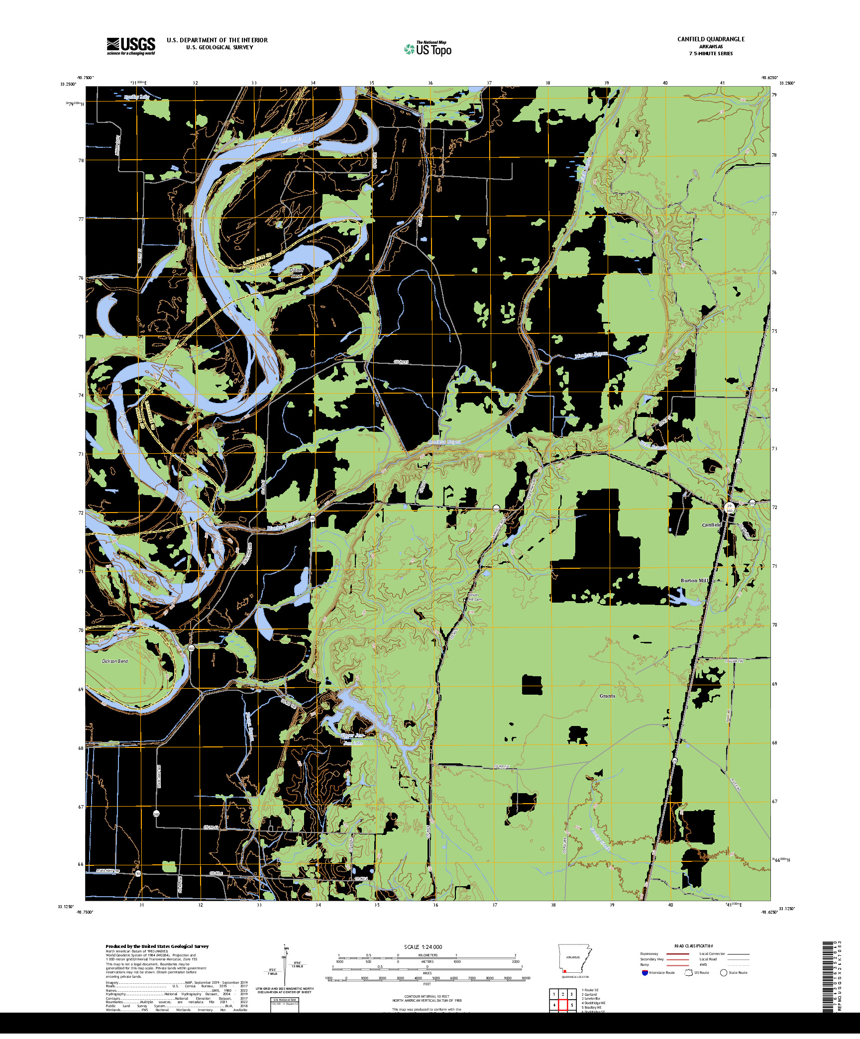 US TOPO 7.5-MINUTE MAP FOR CANFIELD, AR