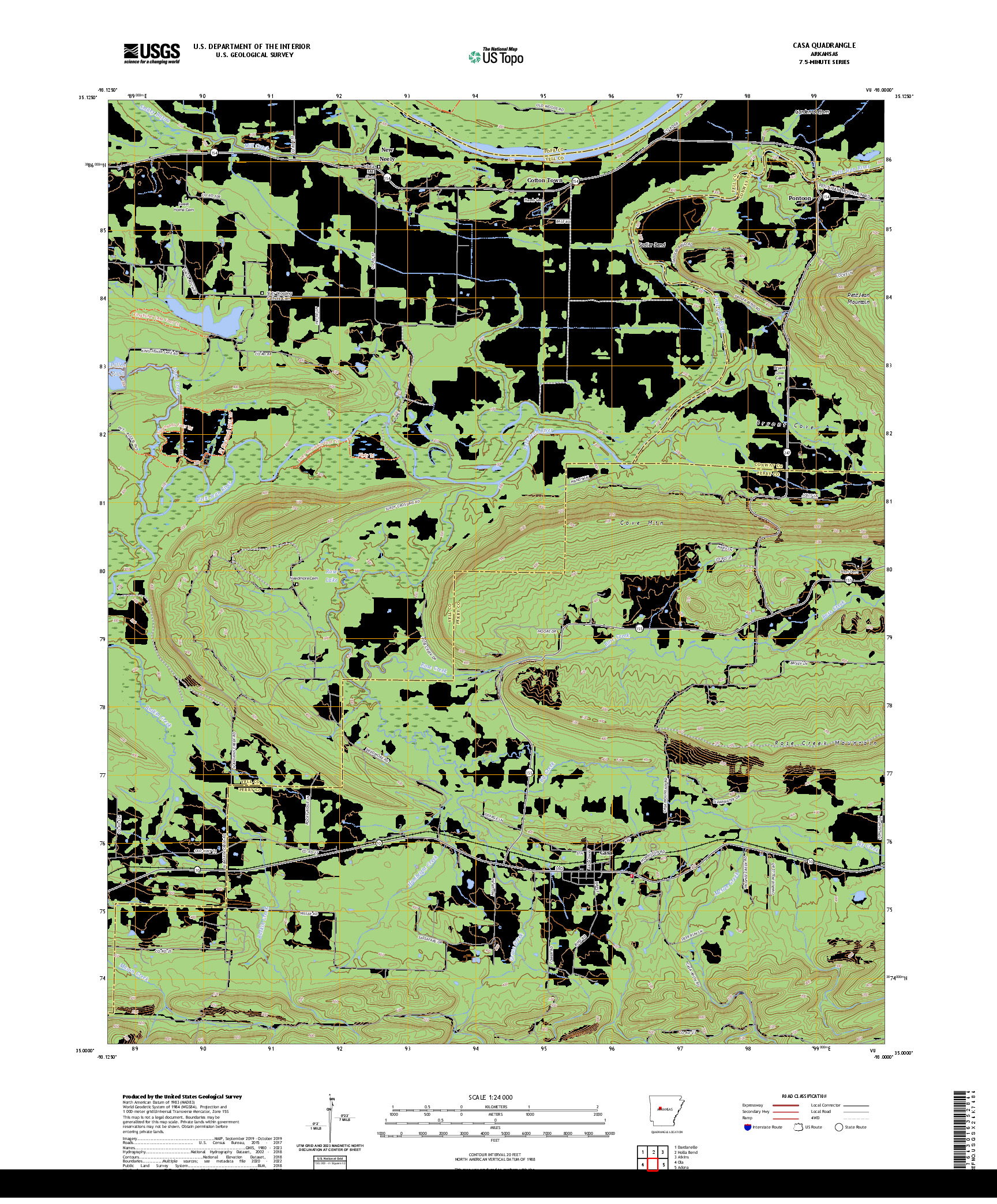 US TOPO 7.5-MINUTE MAP FOR CASA, AR