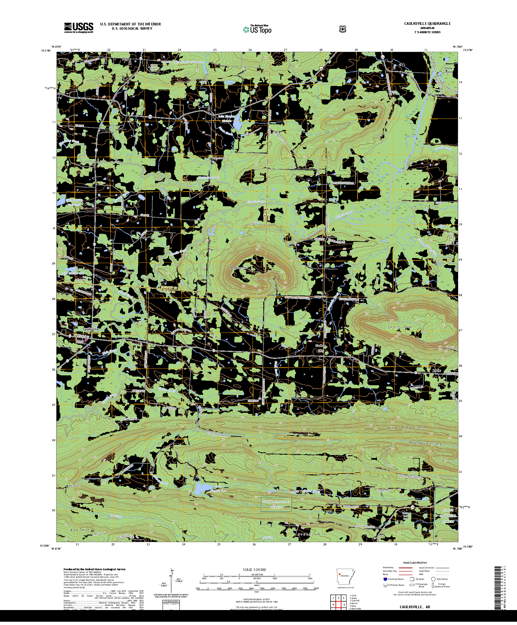 US TOPO 7.5-MINUTE MAP FOR CAULKSVILLE, AR