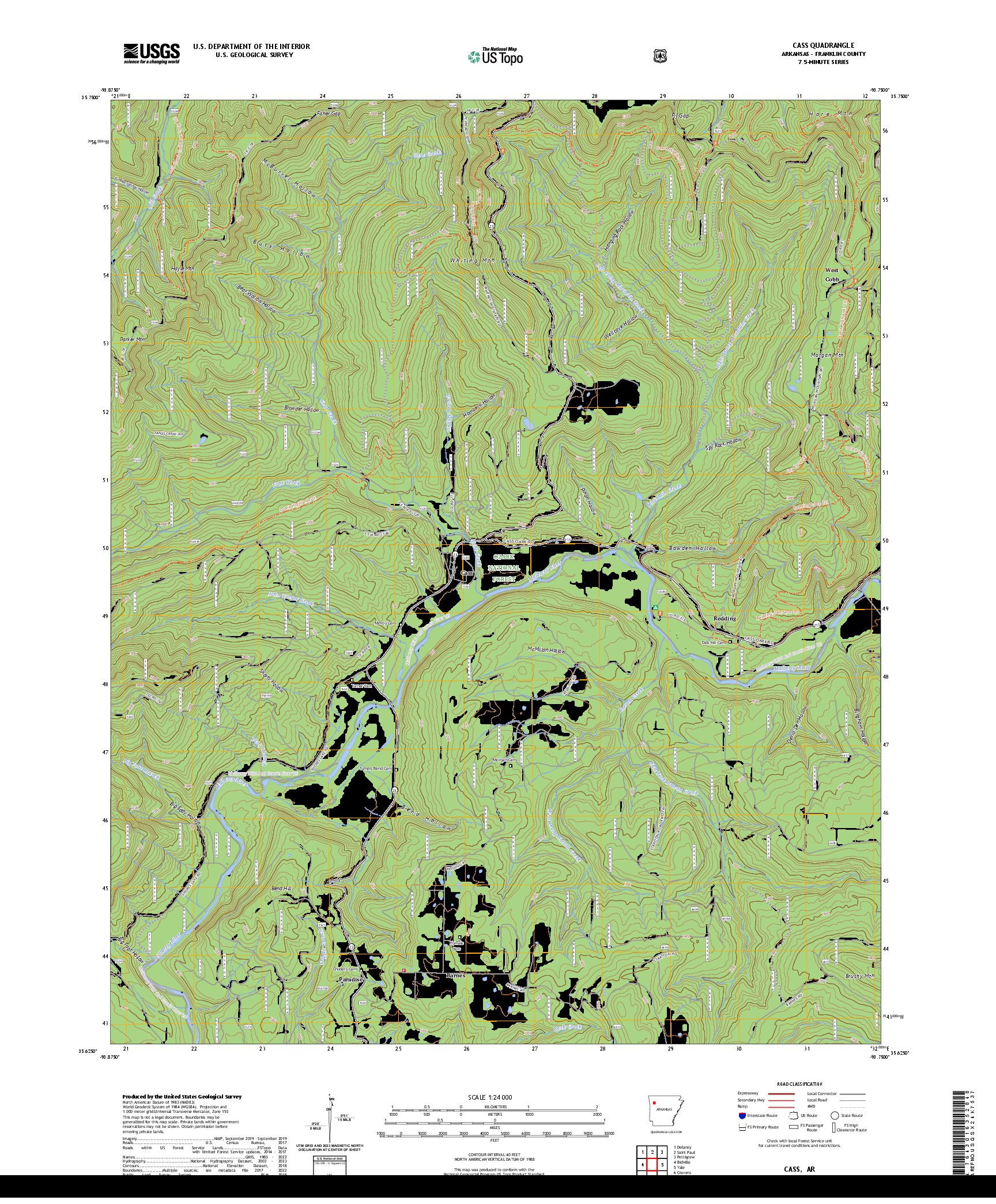 US TOPO 7.5-MINUTE MAP FOR CASS, AR