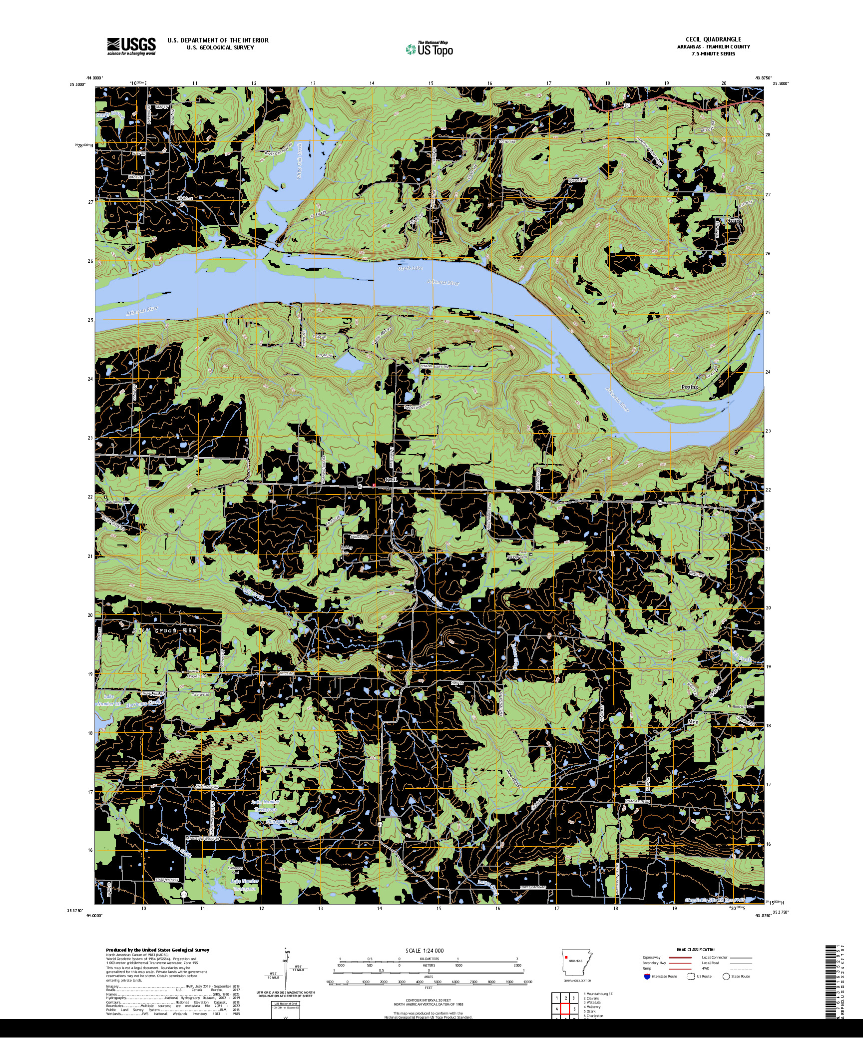 US TOPO 7.5-MINUTE MAP FOR CECIL, AR