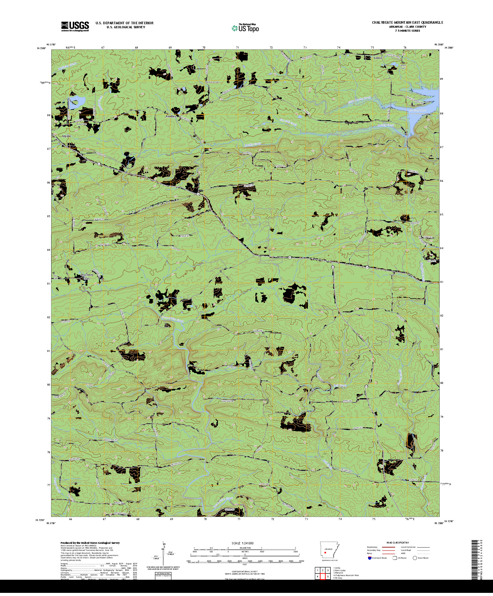 US TOPO 7.5-MINUTE MAP FOR CHALYBEATE MOUNTAIN EAST, AR