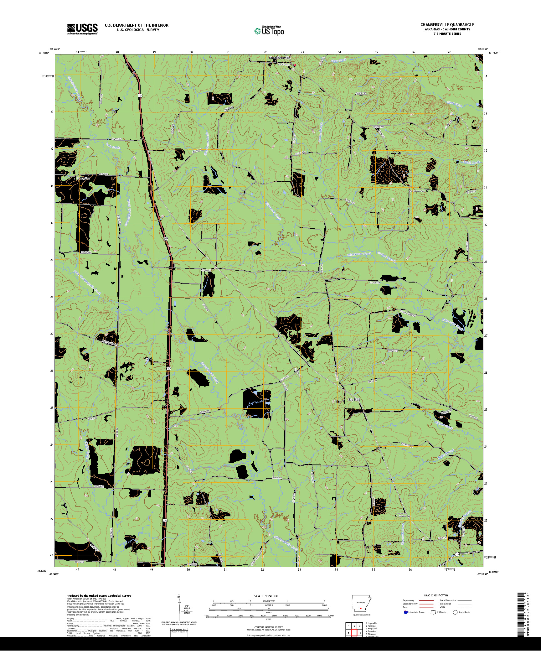 US TOPO 7.5-MINUTE MAP FOR CHAMBERSVILLE, AR