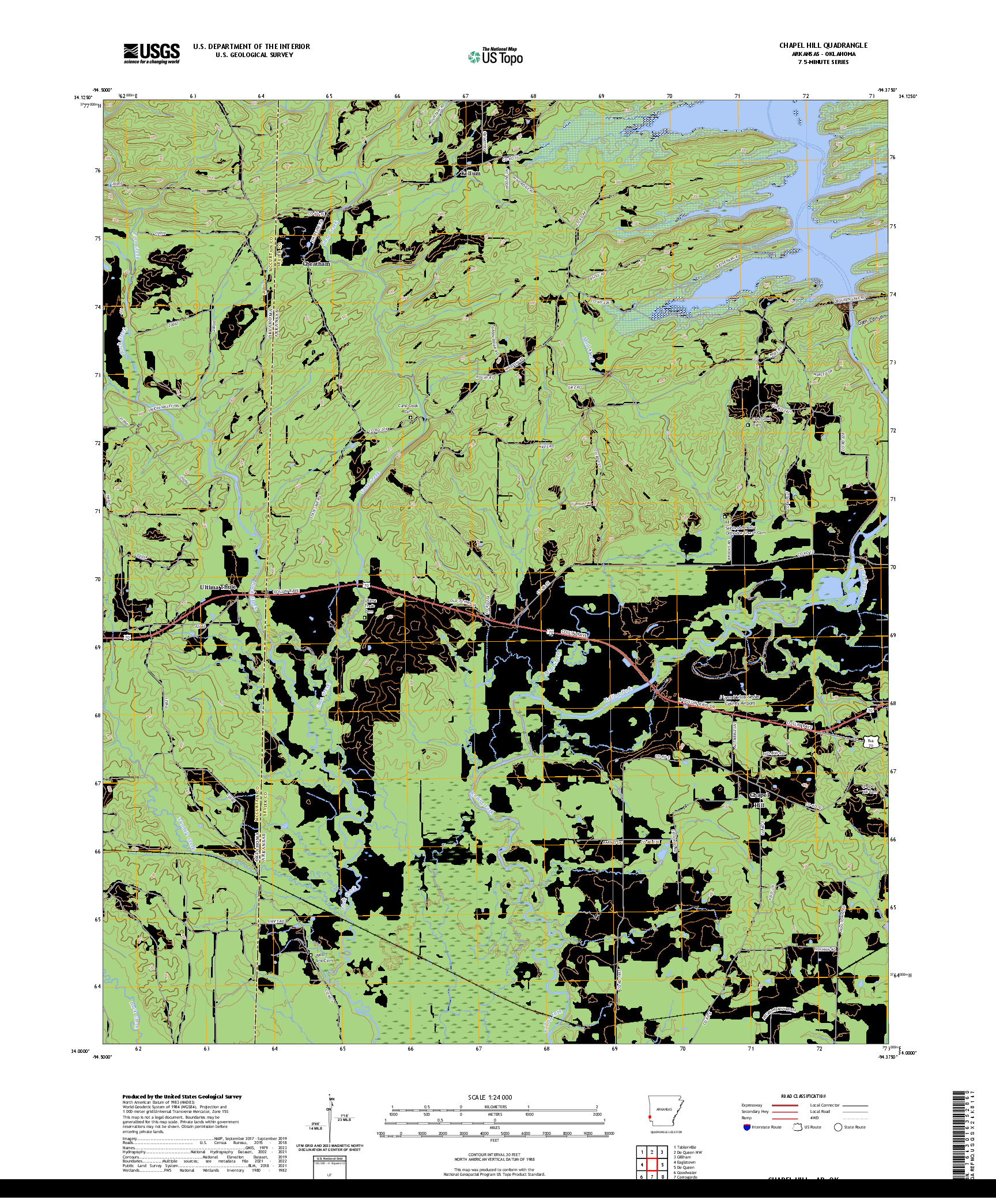 US TOPO 7.5-MINUTE MAP FOR CHAPEL HILL, AR,OK