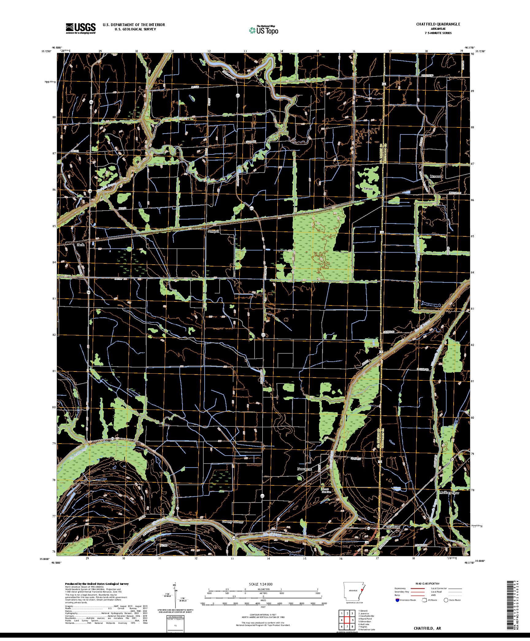 US TOPO 7.5-MINUTE MAP FOR CHATFIELD, AR