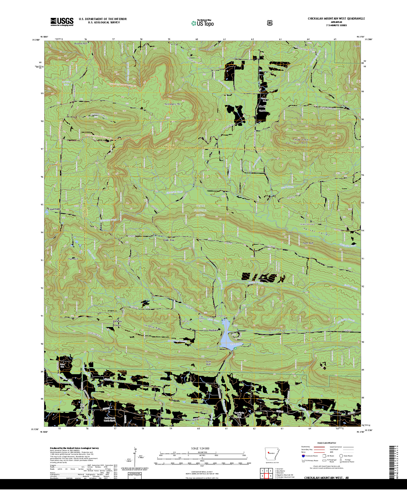 US TOPO 7.5-MINUTE MAP FOR CHICKALAH MOUNTAIN WEST, AR