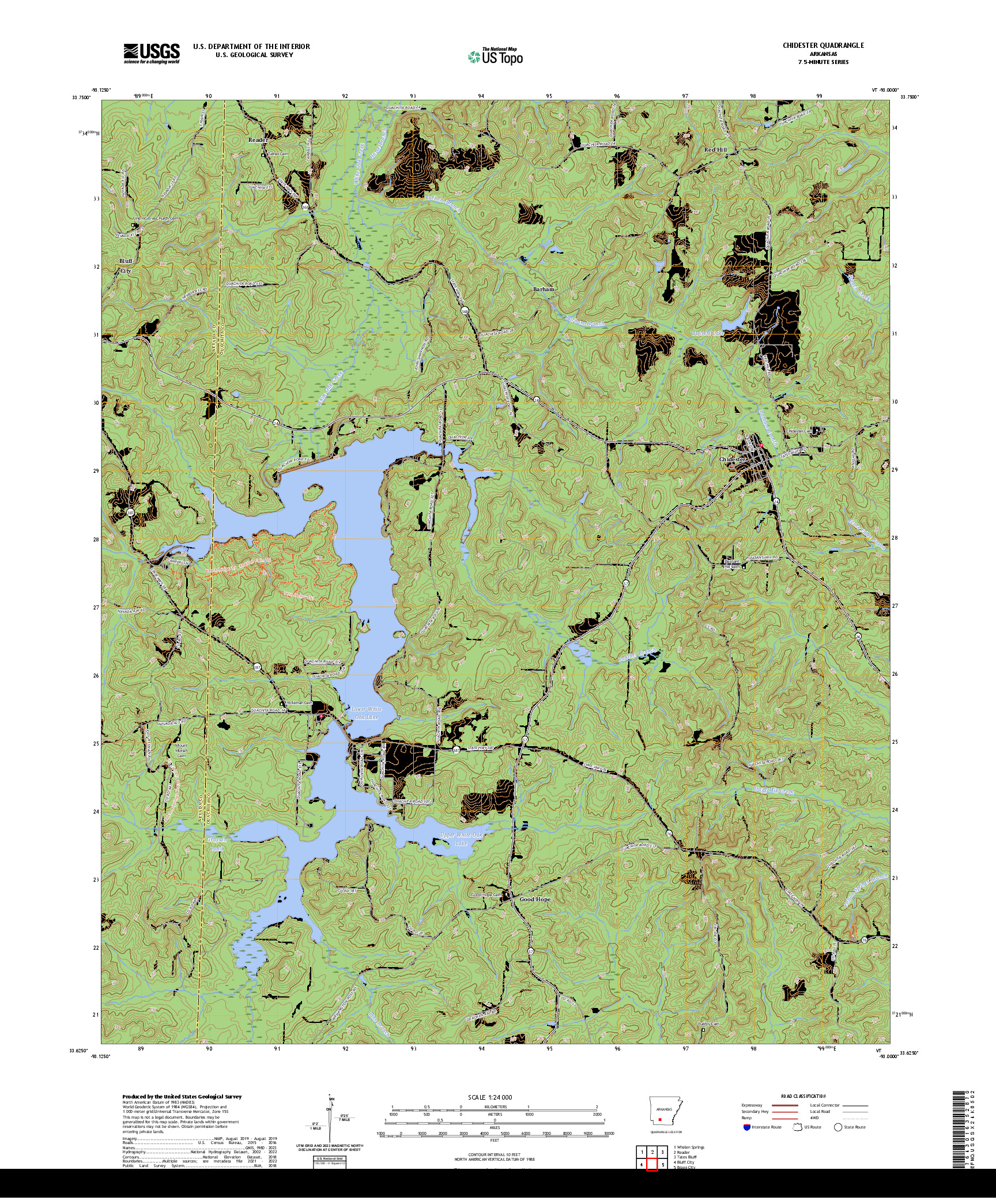 US TOPO 7.5-MINUTE MAP FOR CHIDESTER, AR