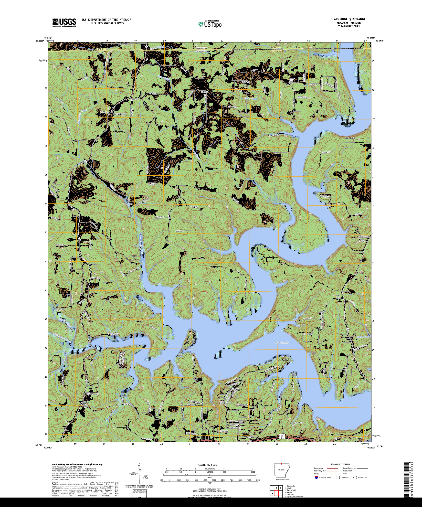 US TOPO 7.5-MINUTE MAP FOR CLARKRIDGE, AR,MO