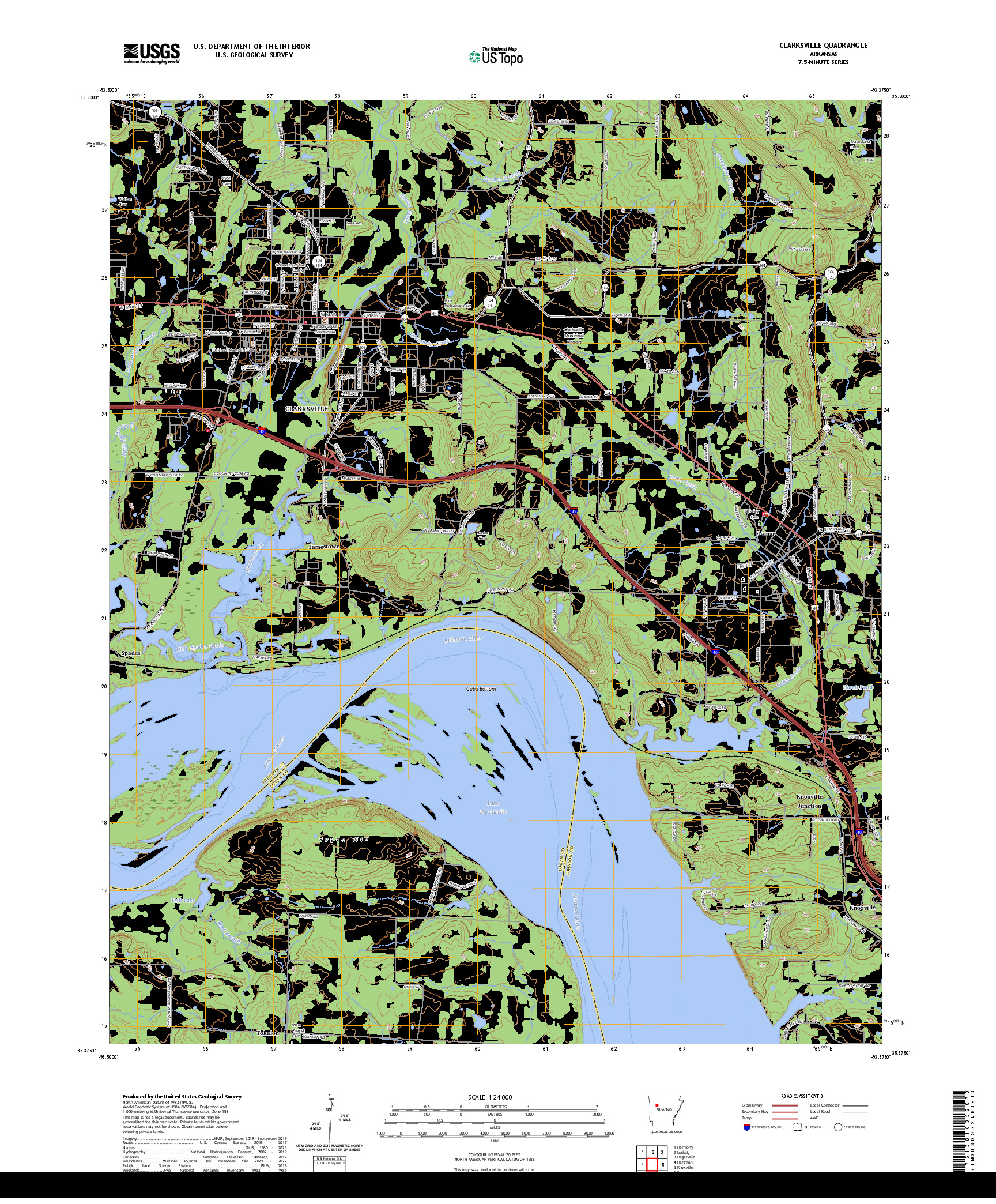 US TOPO 7.5-MINUTE MAP FOR CLARKSVILLE, AR