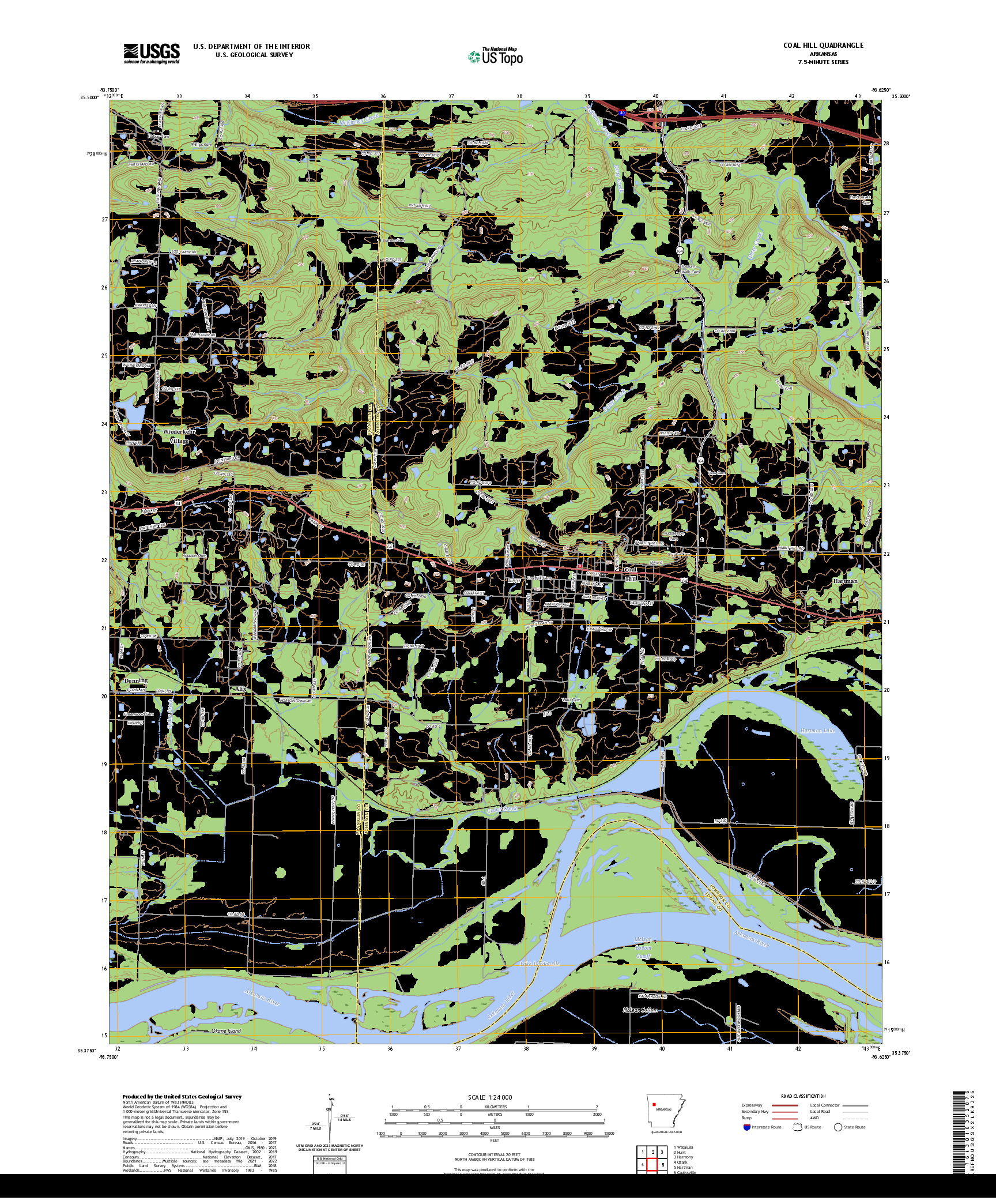 US TOPO 7.5-MINUTE MAP FOR COAL HILL, AR