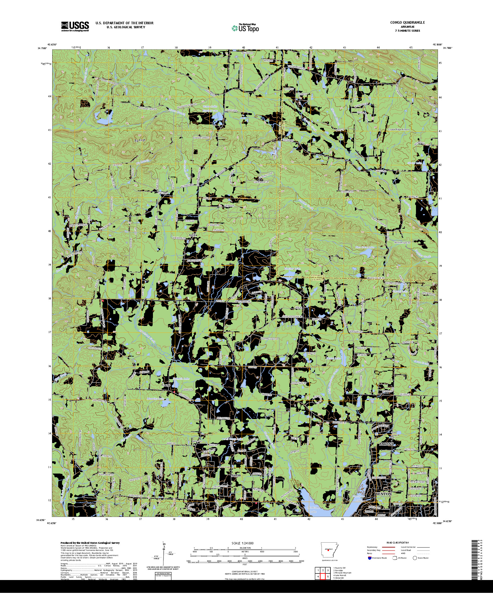 US TOPO 7.5-MINUTE MAP FOR CONGO, AR