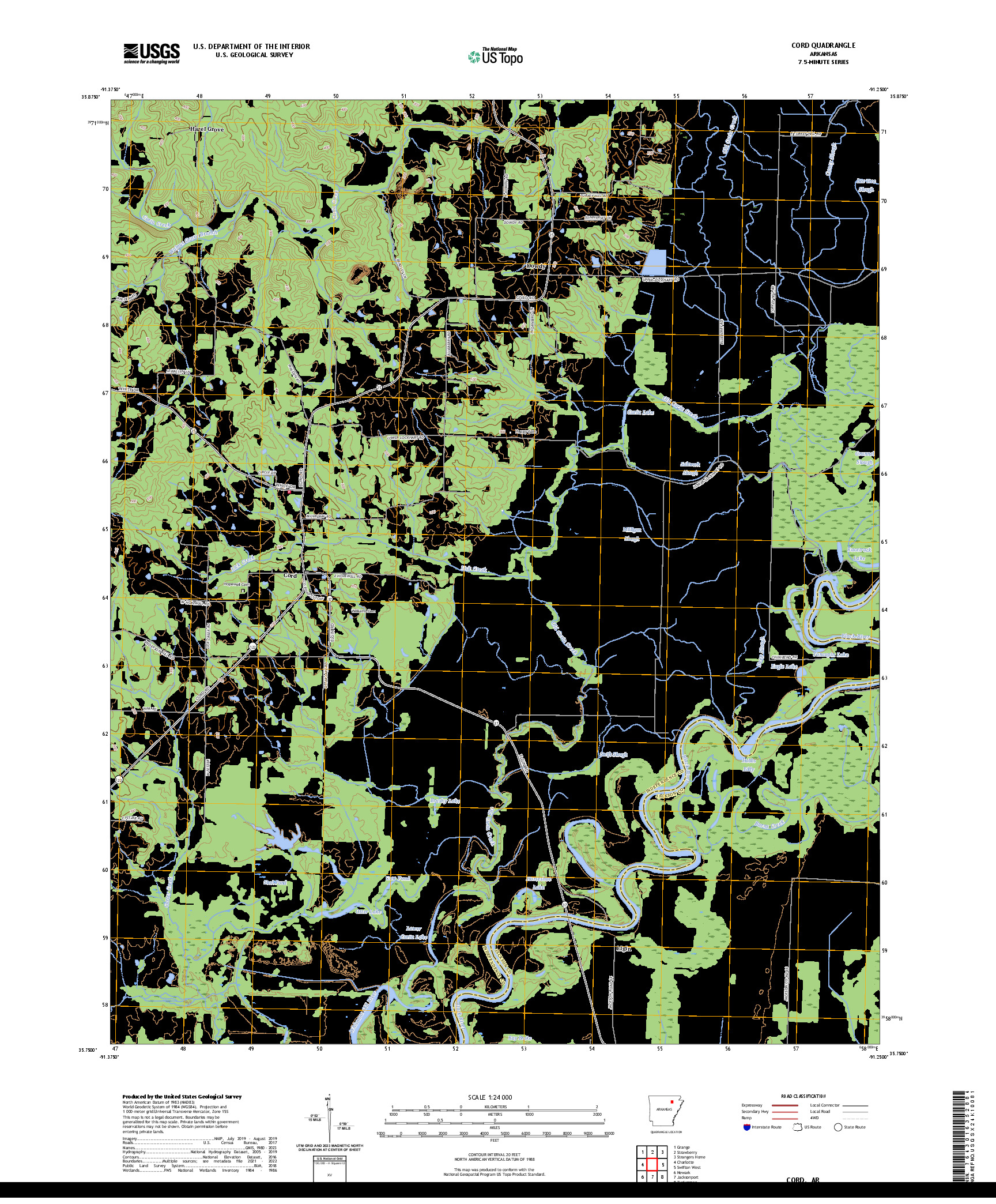 US TOPO 7.5-MINUTE MAP FOR CORD, AR