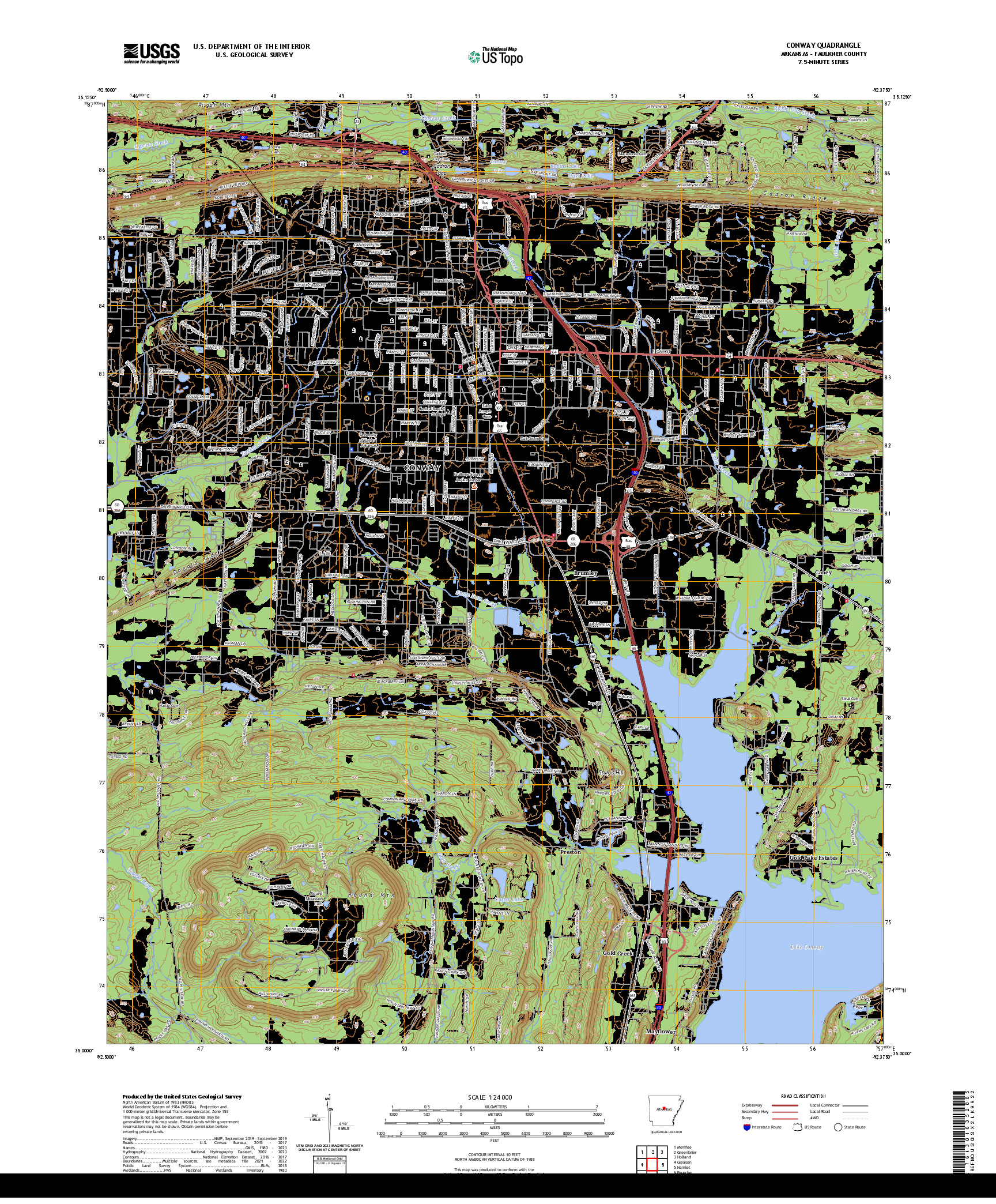 US TOPO 7.5-MINUTE MAP FOR CONWAY, AR