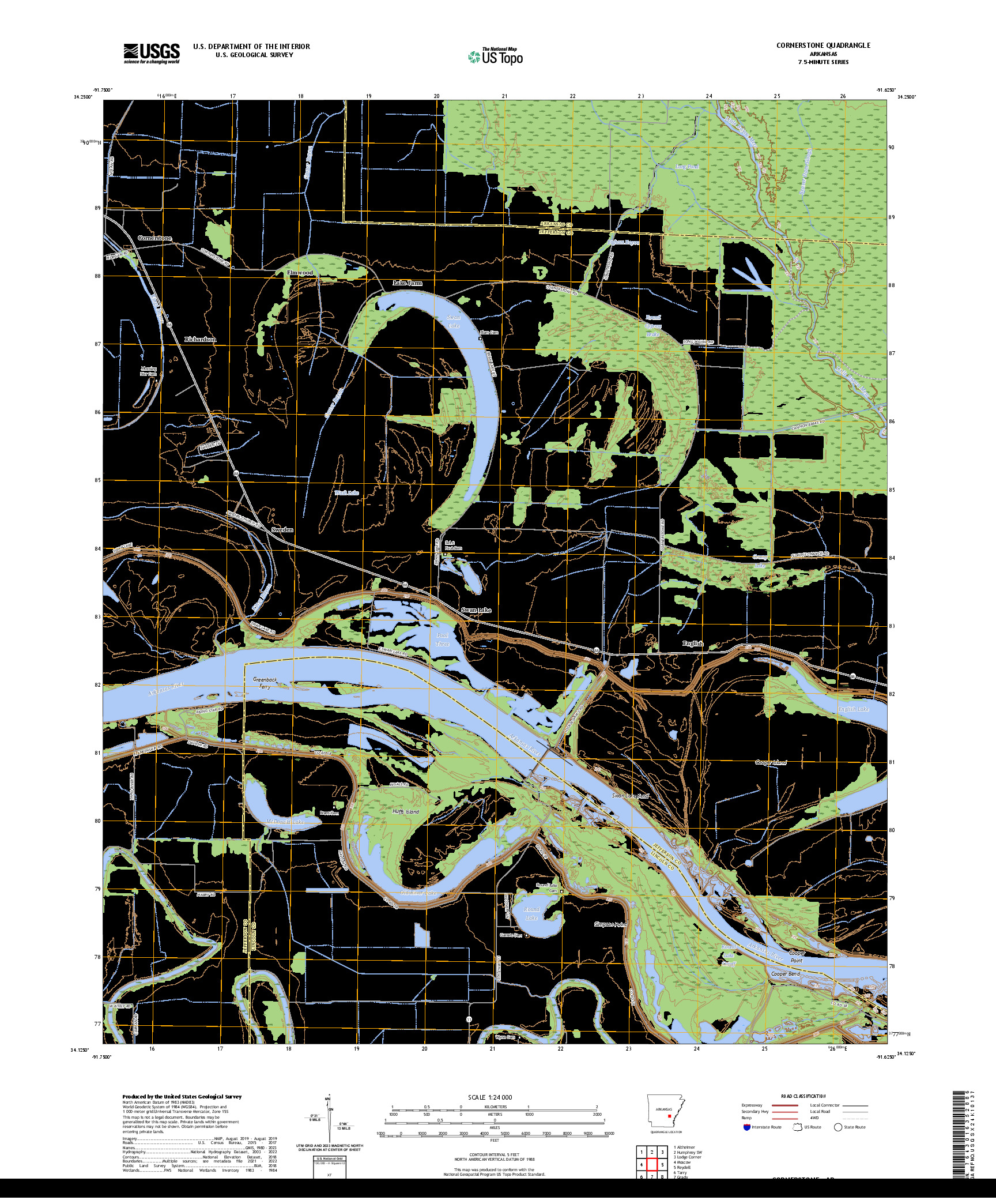 US TOPO 7.5-MINUTE MAP FOR CORNERSTONE, AR