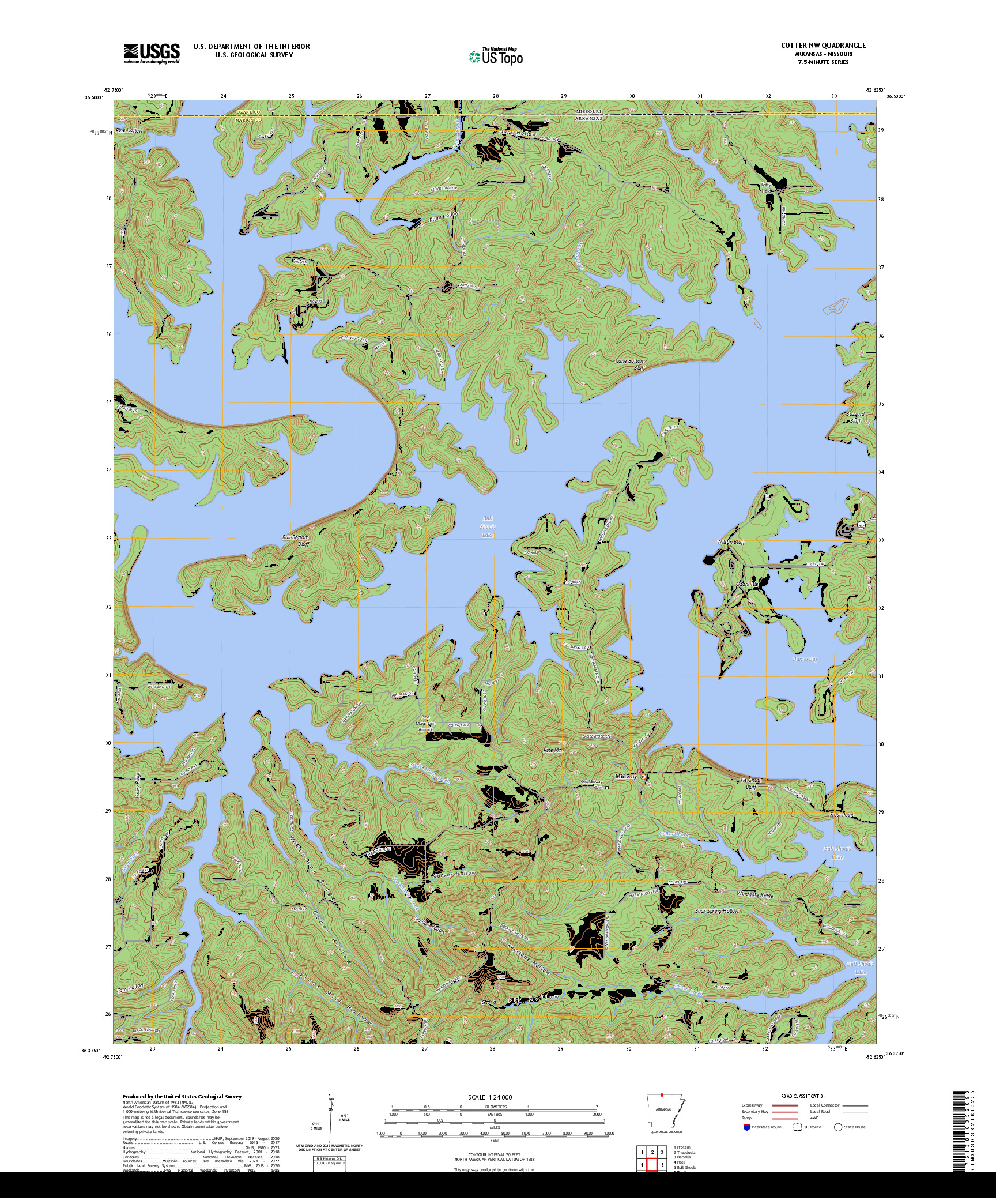 US TOPO 7.5-MINUTE MAP FOR COTTER NW, AR,MO