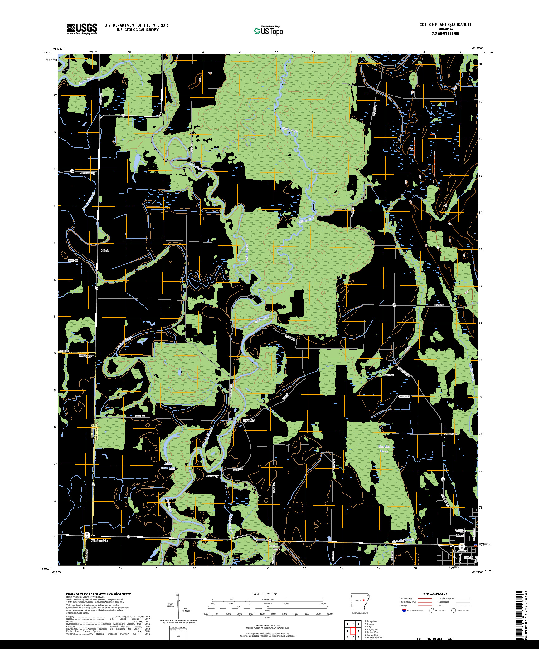 US TOPO 7.5-MINUTE MAP FOR COTTON PLANT, AR