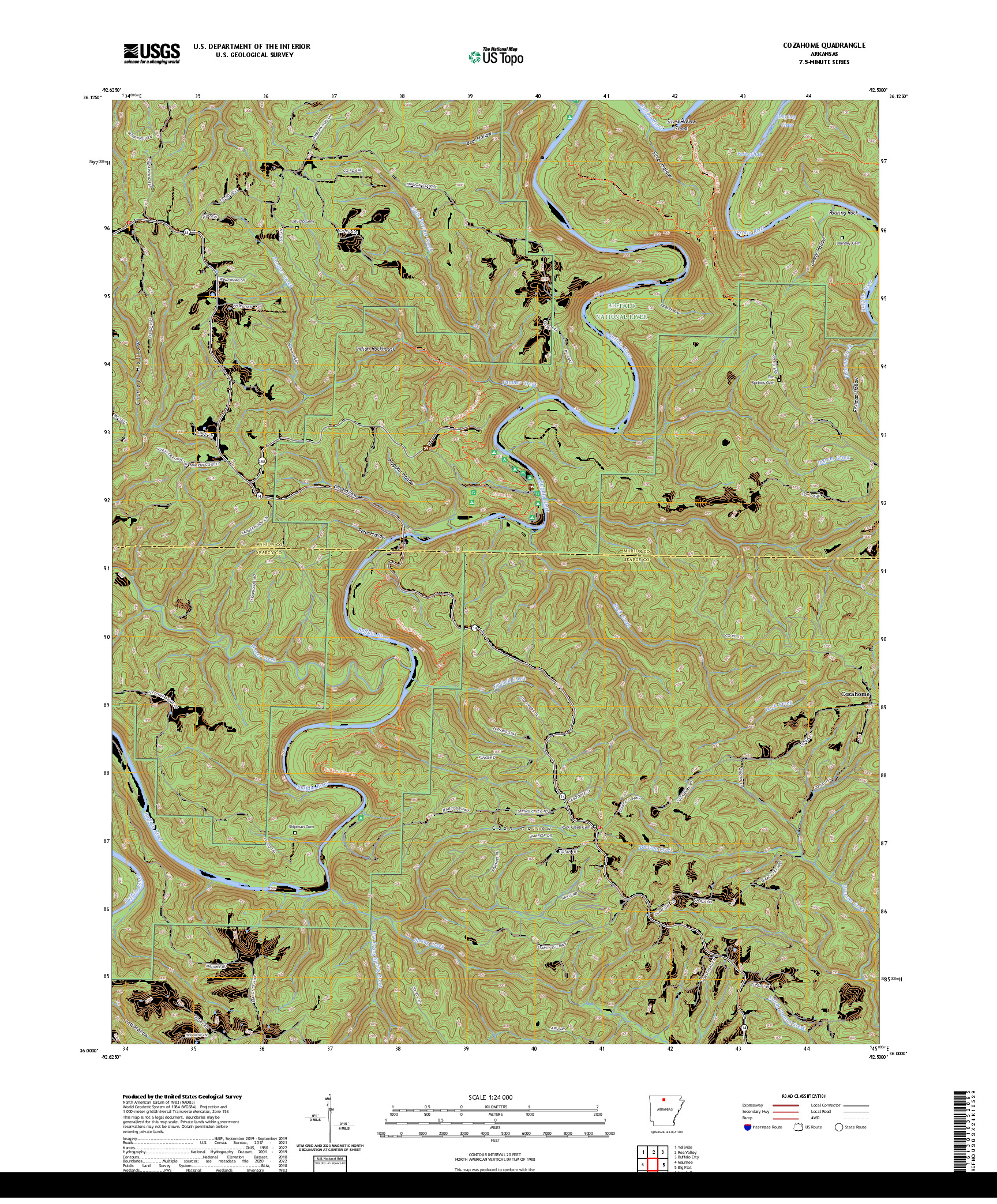 US TOPO 7.5-MINUTE MAP FOR COZAHOME, AR