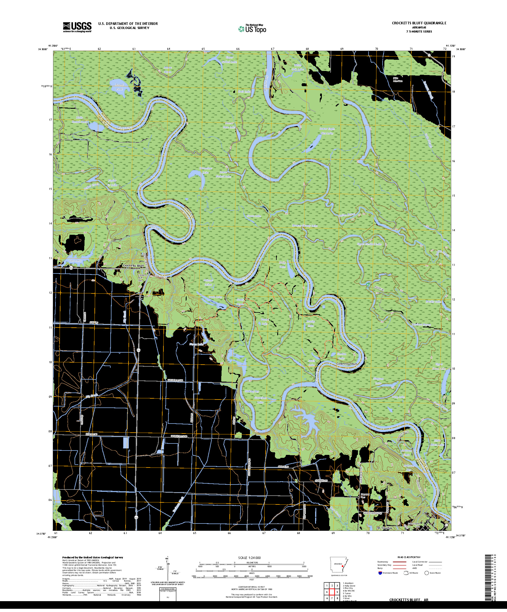 US TOPO 7.5-MINUTE MAP FOR CROCKETTS BLUFF, AR