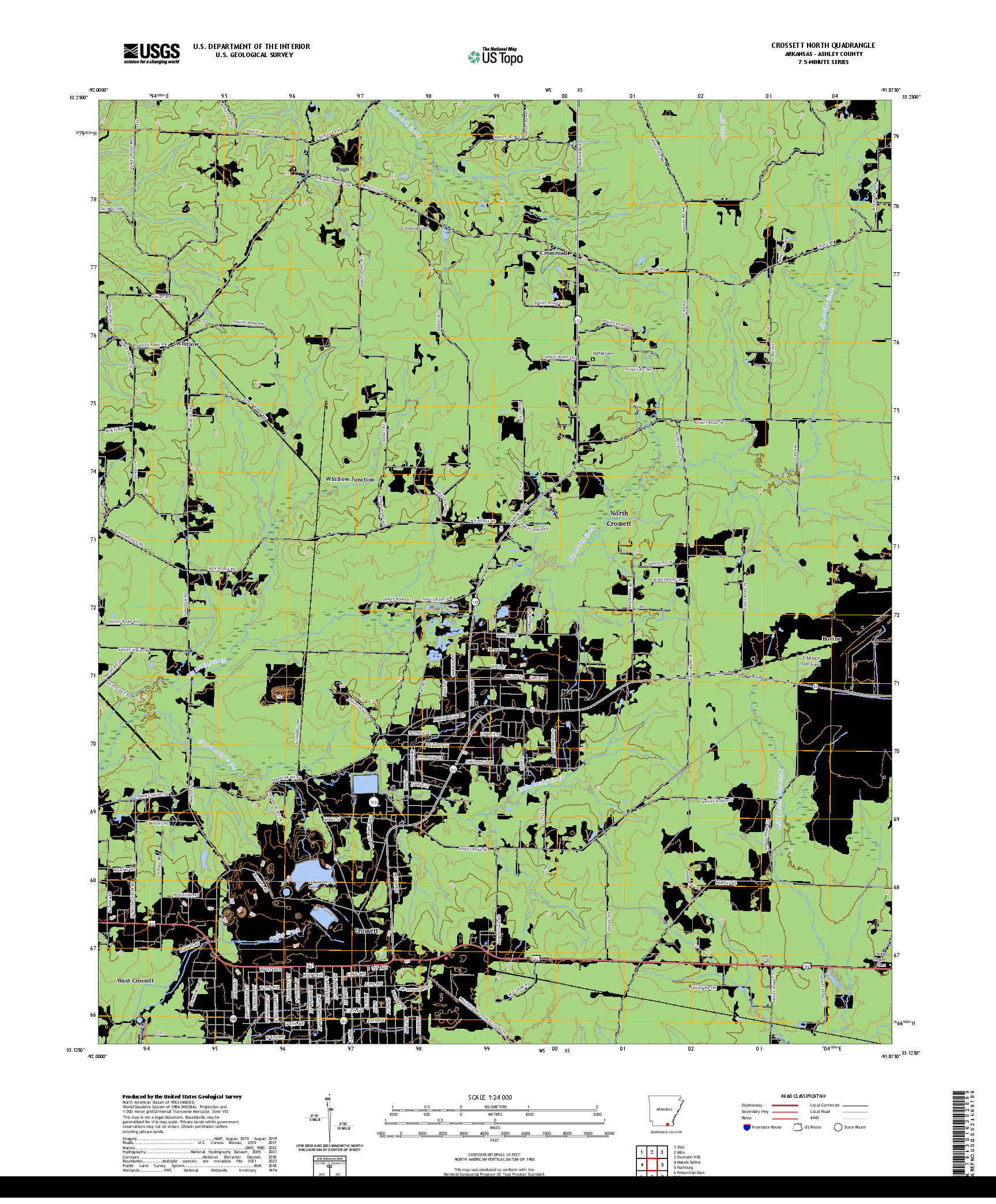 US TOPO 7.5-MINUTE MAP FOR CROSSETT NORTH, AR
