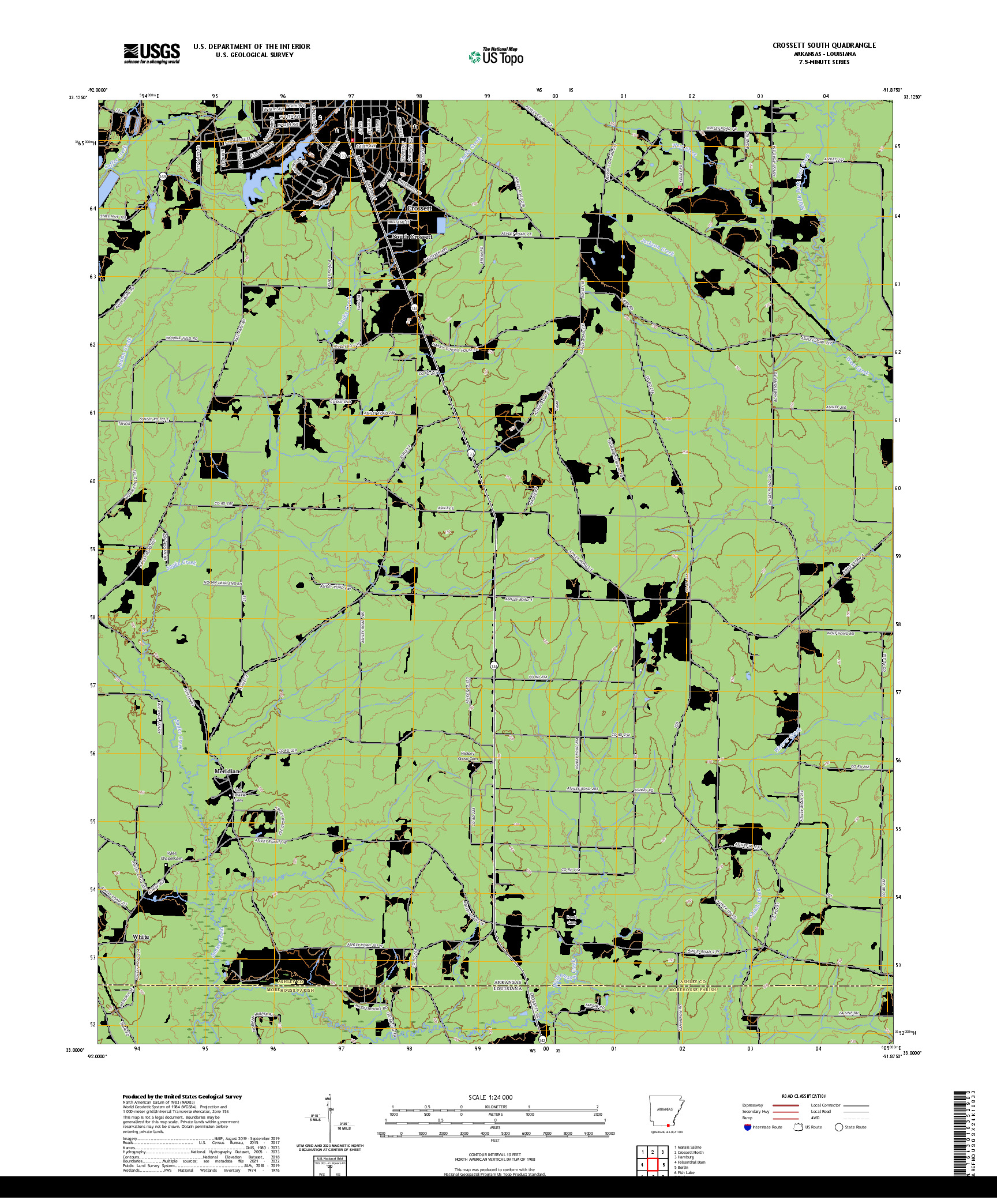 US TOPO 7.5-MINUTE MAP FOR CROSSETT SOUTH, AR,LA