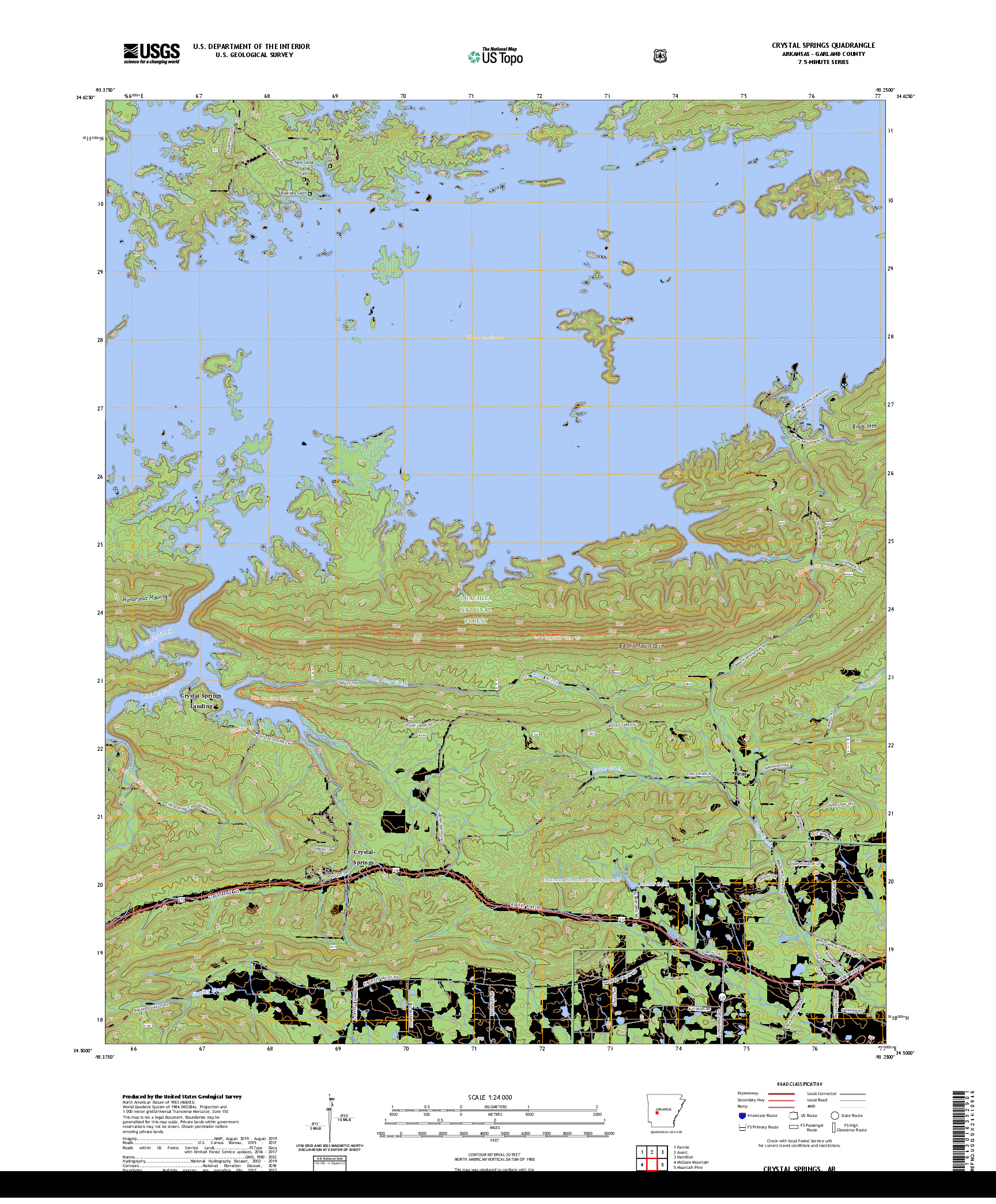 US TOPO 7.5-MINUTE MAP FOR CRYSTAL SPRINGS, AR