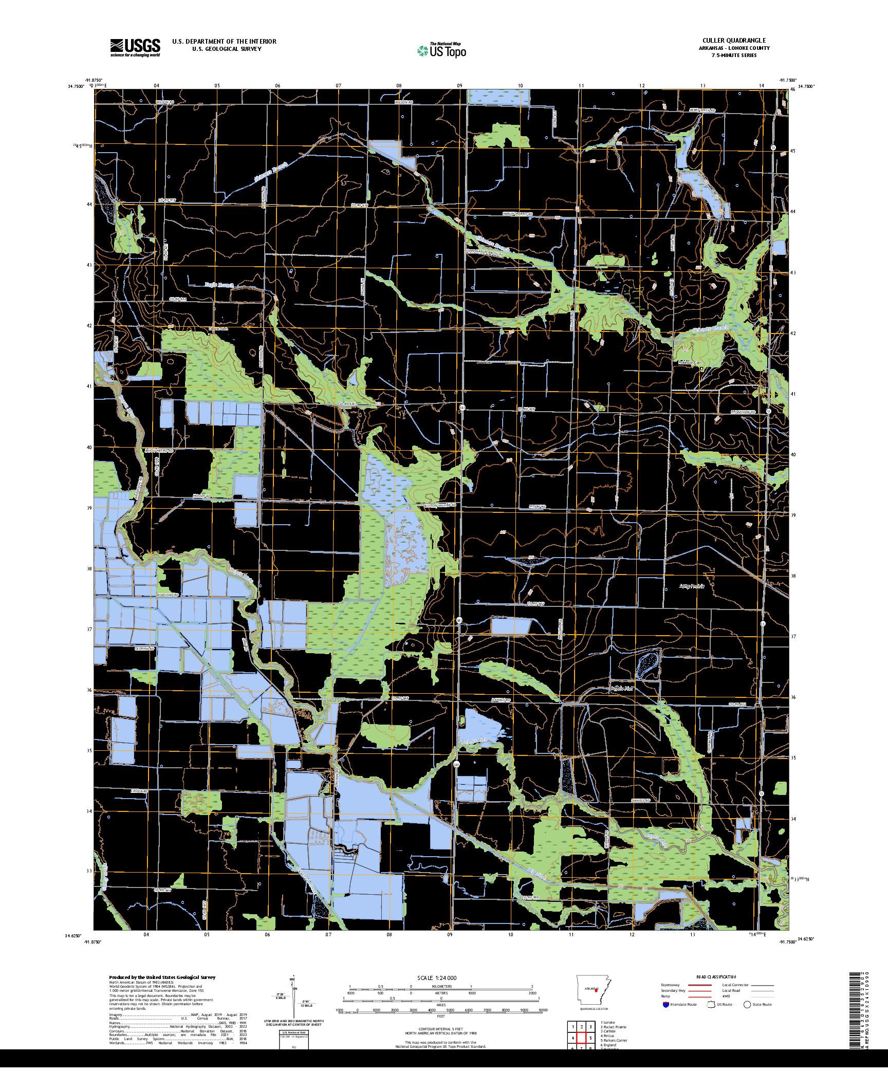 US TOPO 7.5-MINUTE MAP FOR CULLER, AR