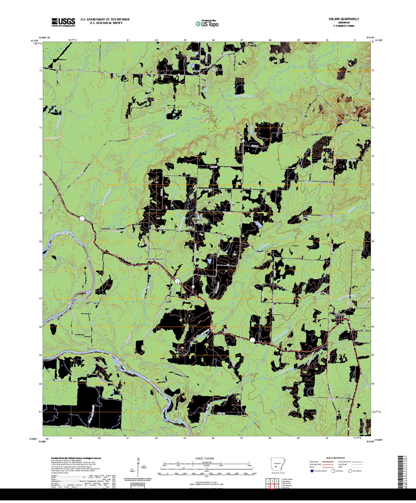 US TOPO 7.5-MINUTE MAP FOR DALARK, AR