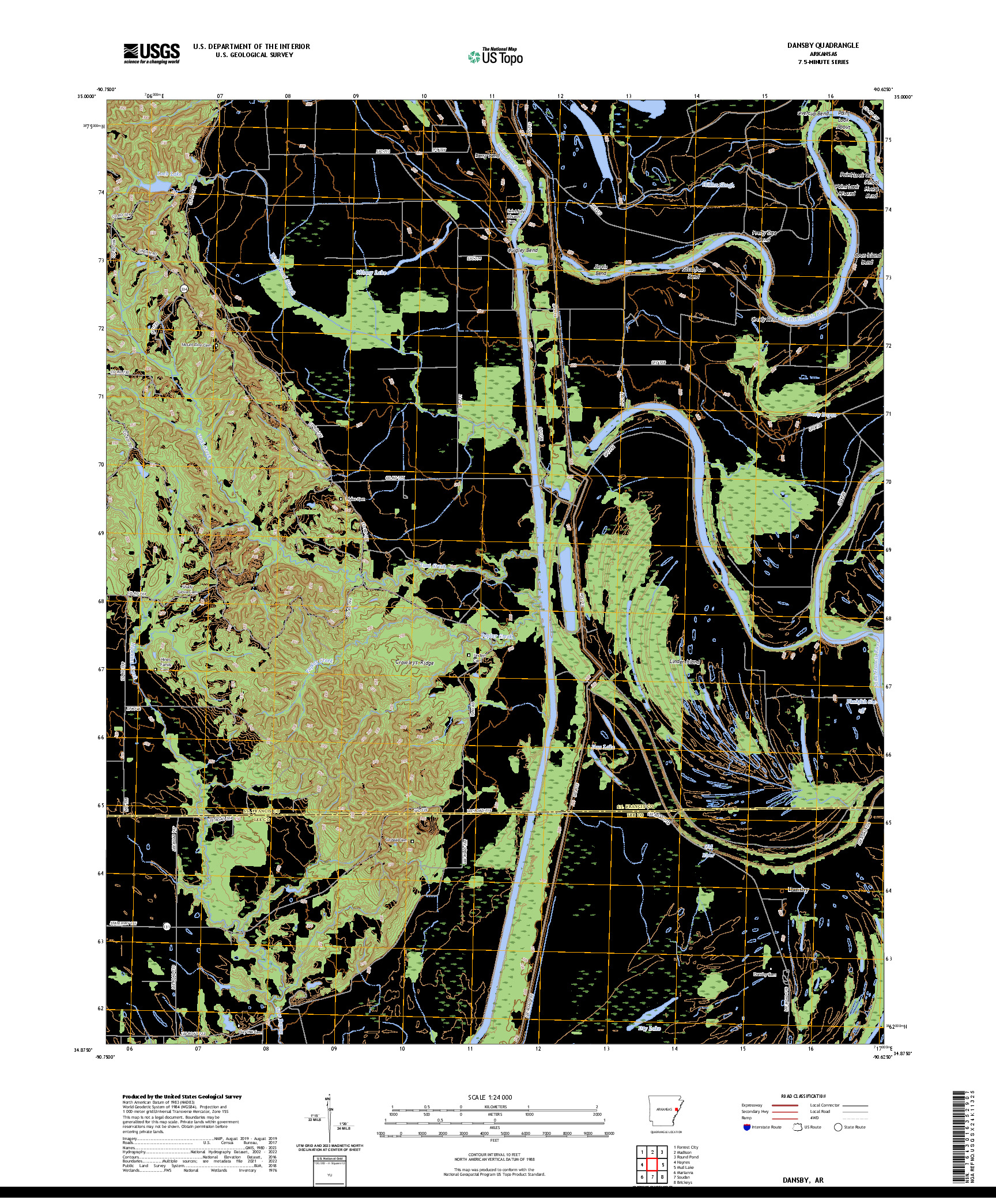 US TOPO 7.5-MINUTE MAP FOR DANSBY, AR