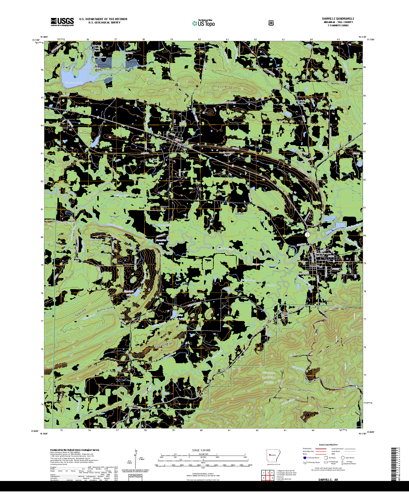 US TOPO 7.5-MINUTE MAP FOR DANVILLE, AR