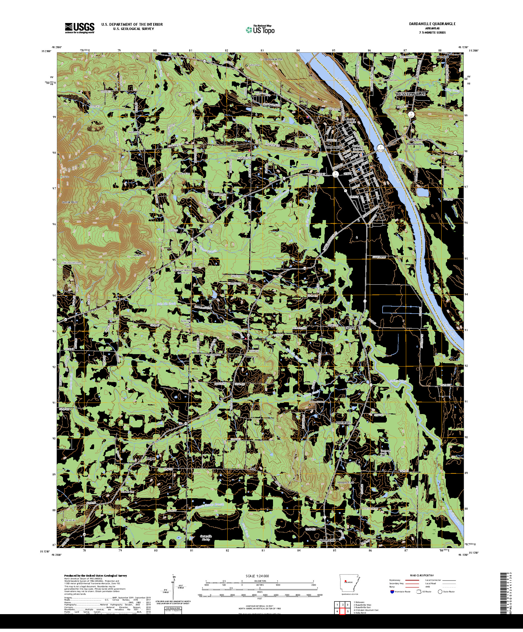 US TOPO 7.5-MINUTE MAP FOR DARDANELLE, AR