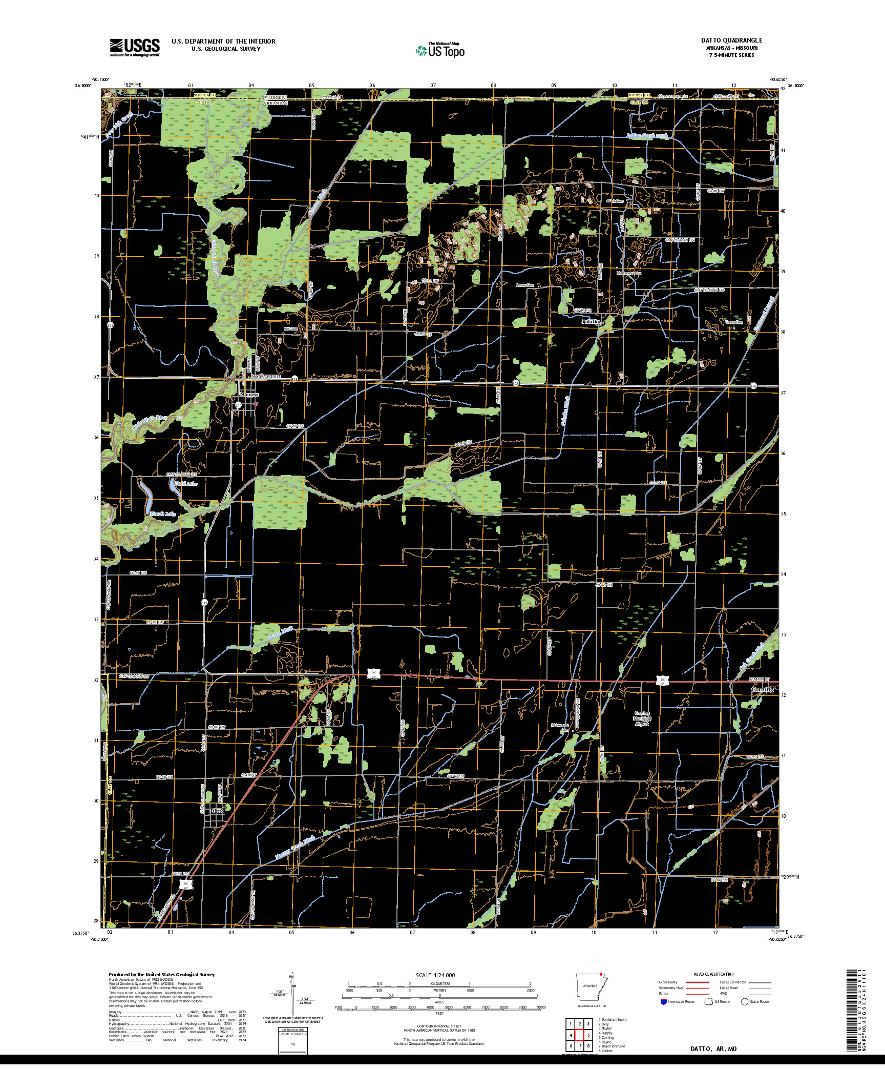 US TOPO 7.5-MINUTE MAP FOR DATTO, AR,MO