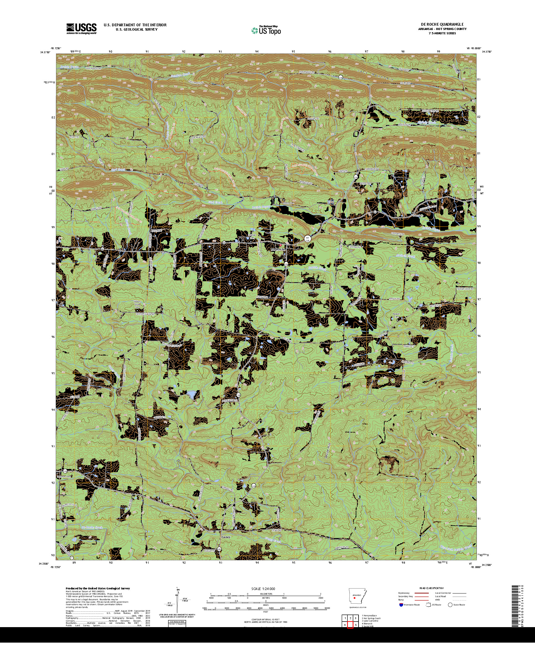 US TOPO 7.5-MINUTE MAP FOR DE ROCHE, AR