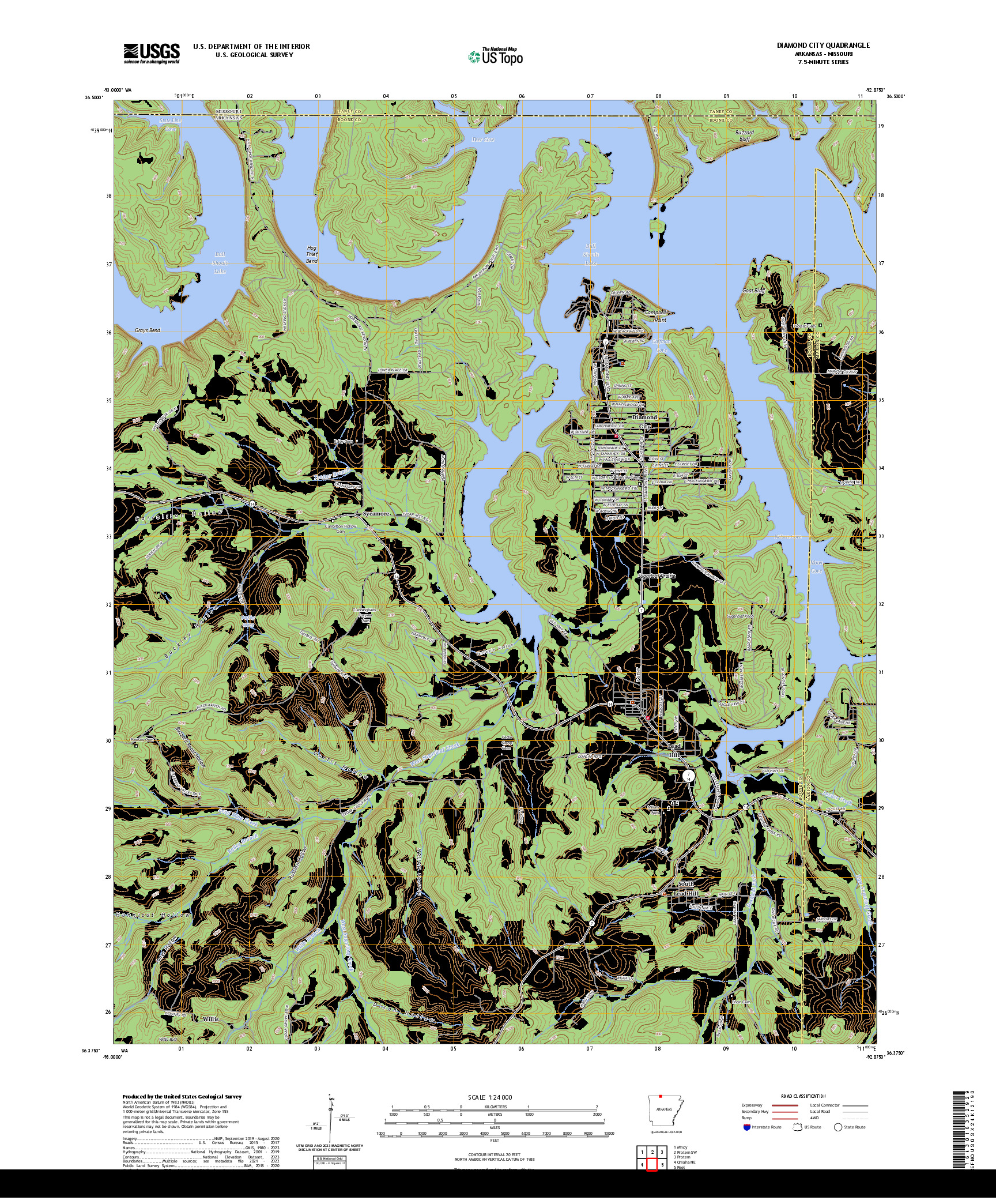 US TOPO 7.5-MINUTE MAP FOR DIAMOND CITY, AR,MO