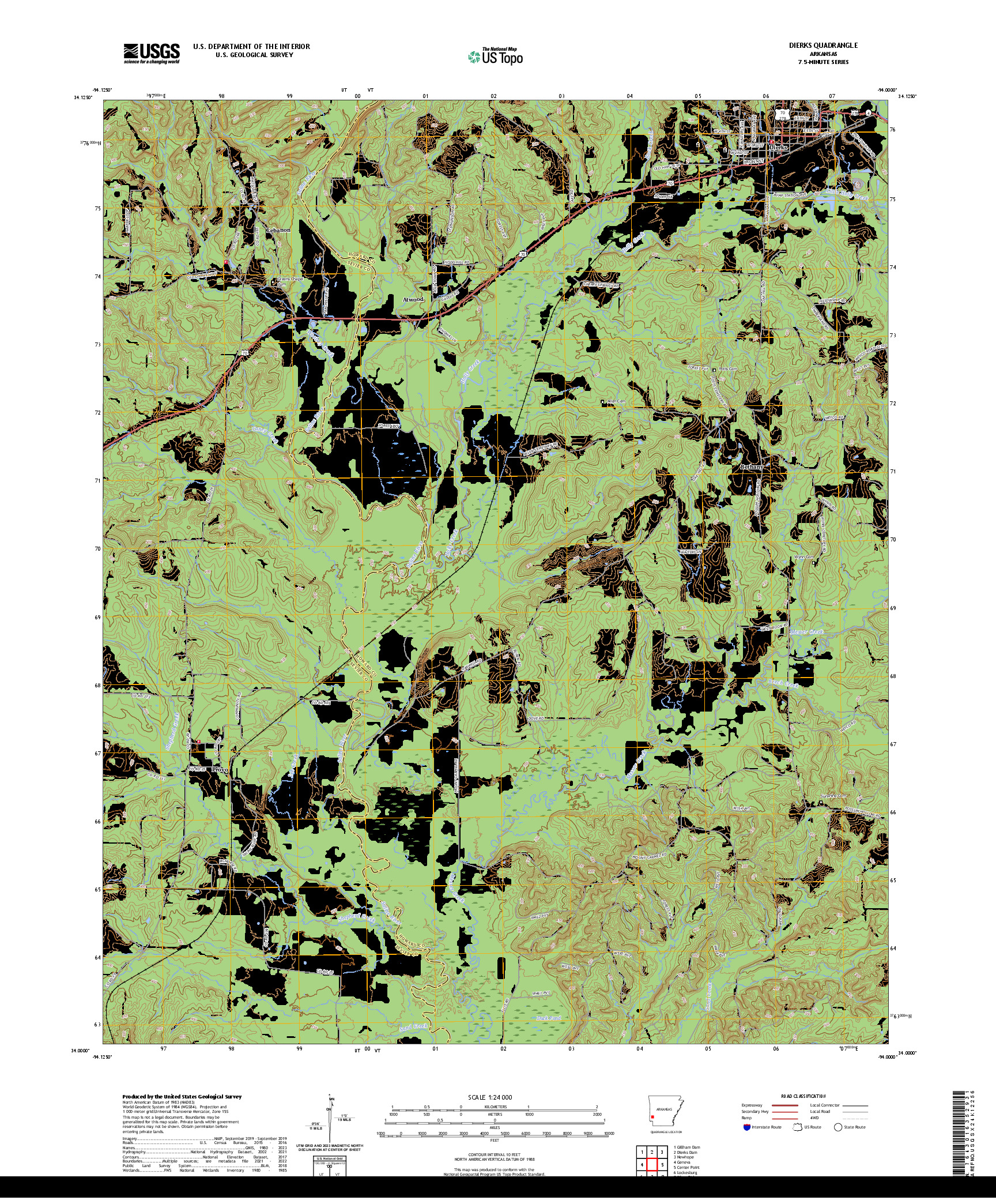 US TOPO 7.5-MINUTE MAP FOR DIERKS, AR