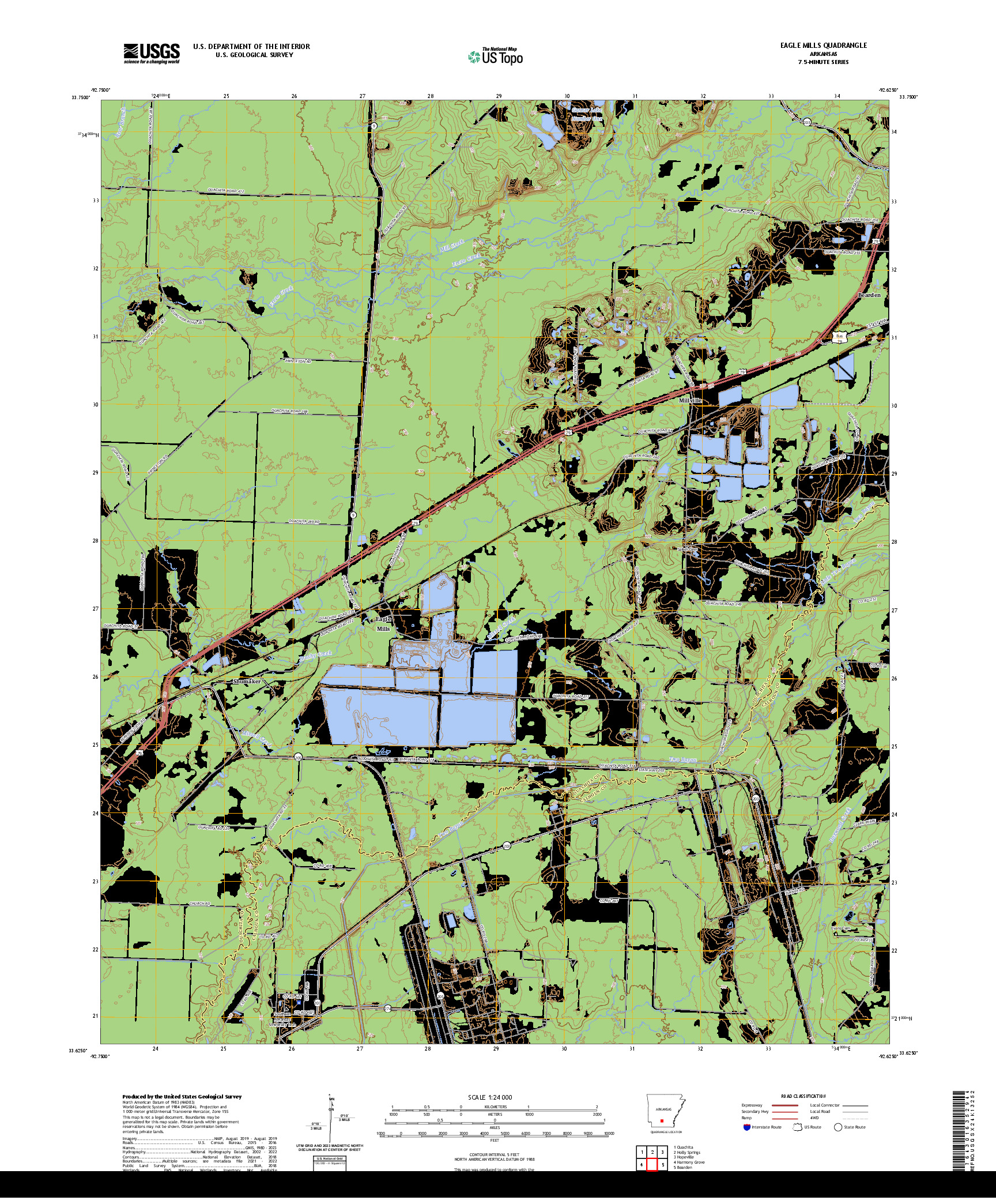 US TOPO 7.5-MINUTE MAP FOR EAGLE MILLS, AR