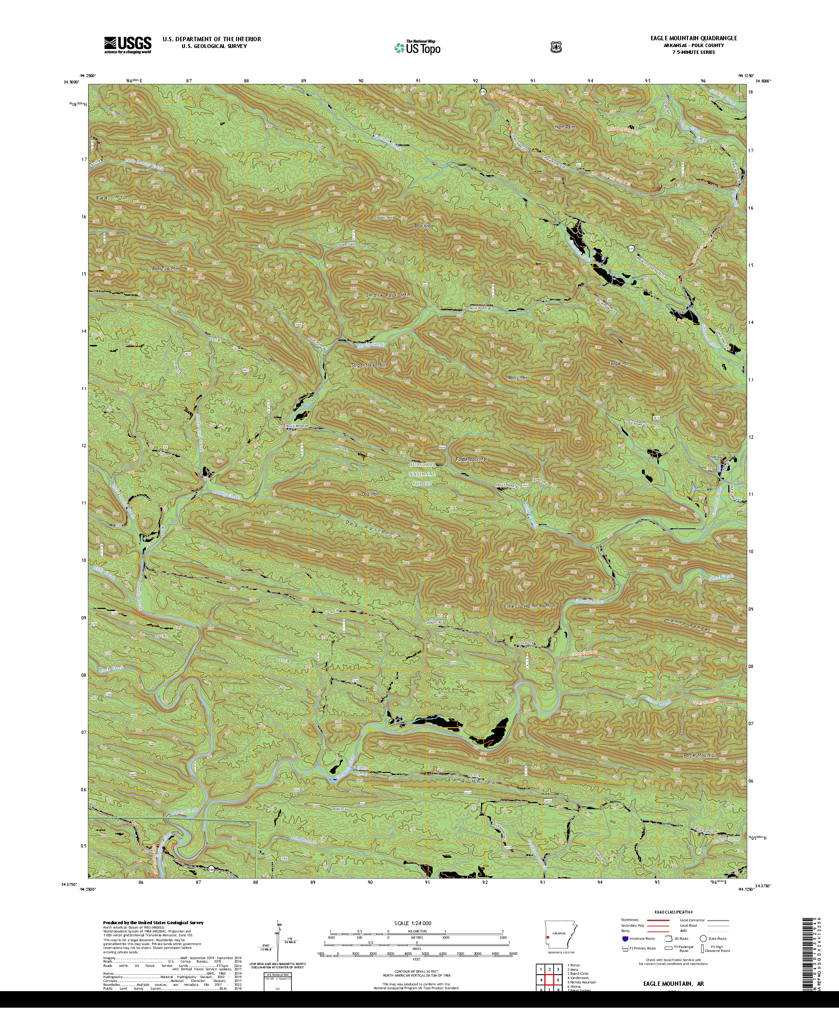 US TOPO 7.5-MINUTE MAP FOR EAGLE MOUNTAIN, AR