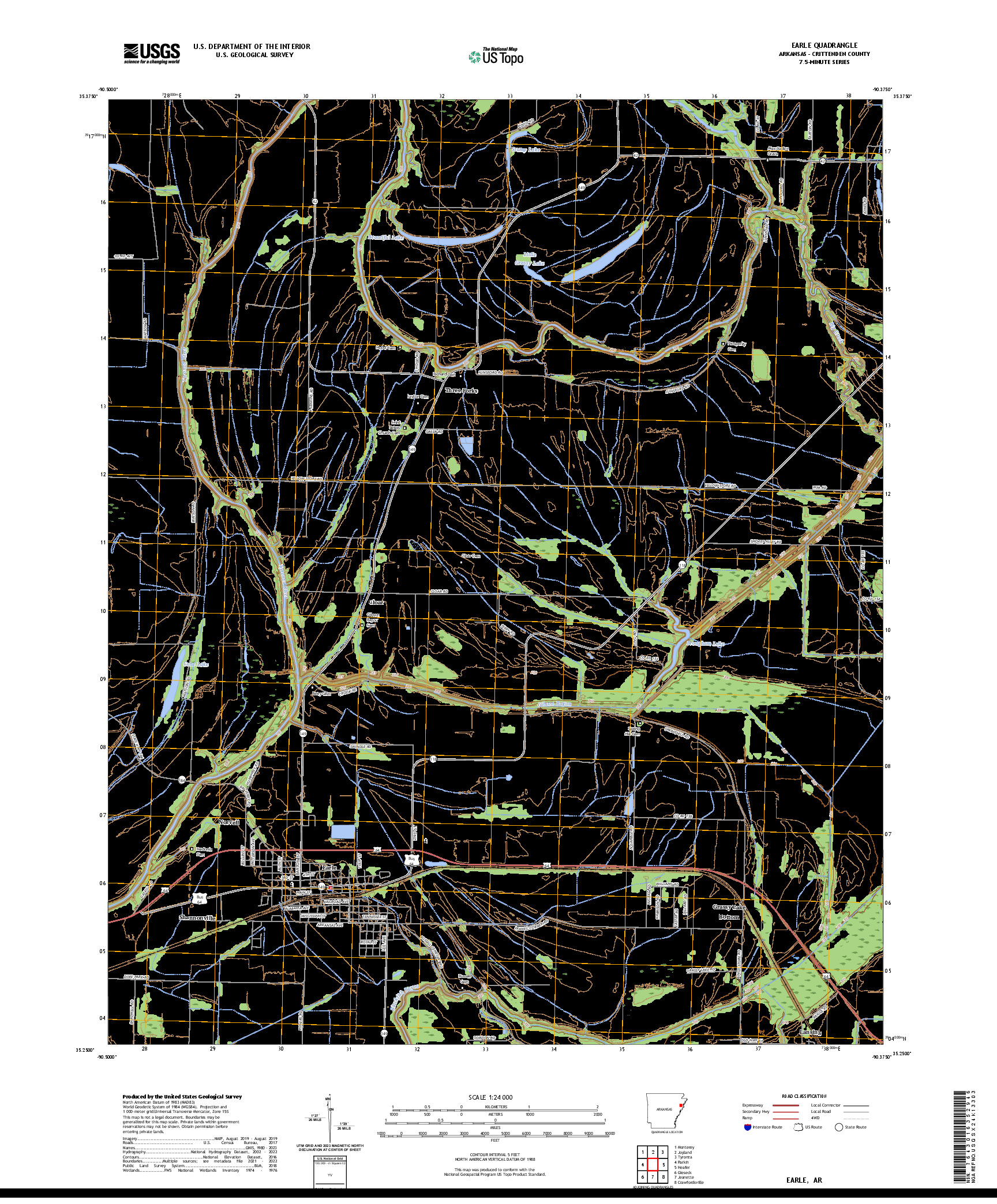 US TOPO 7.5-MINUTE MAP FOR EARLE, AR