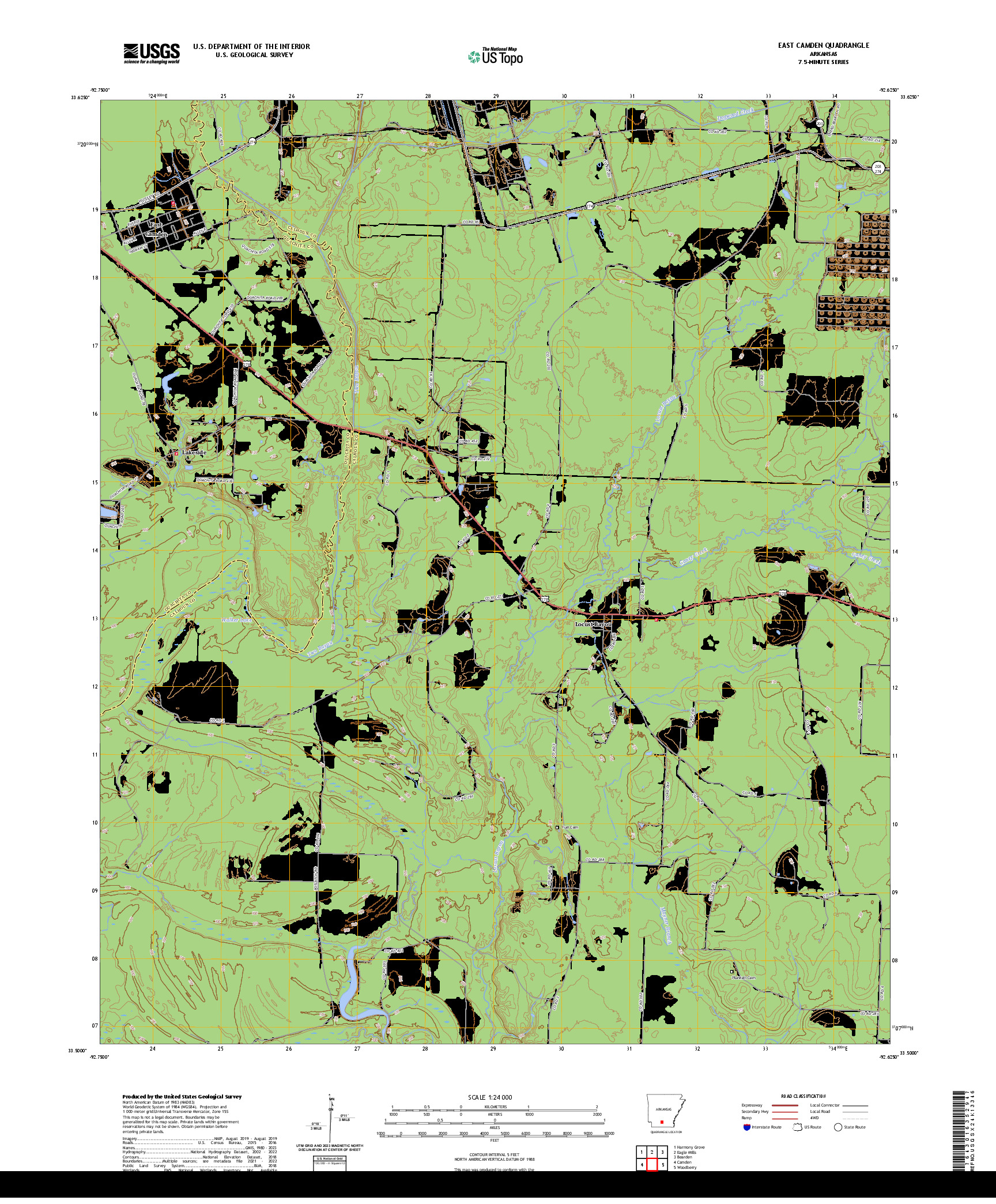 US TOPO 7.5-MINUTE MAP FOR EAST CAMDEN, AR
