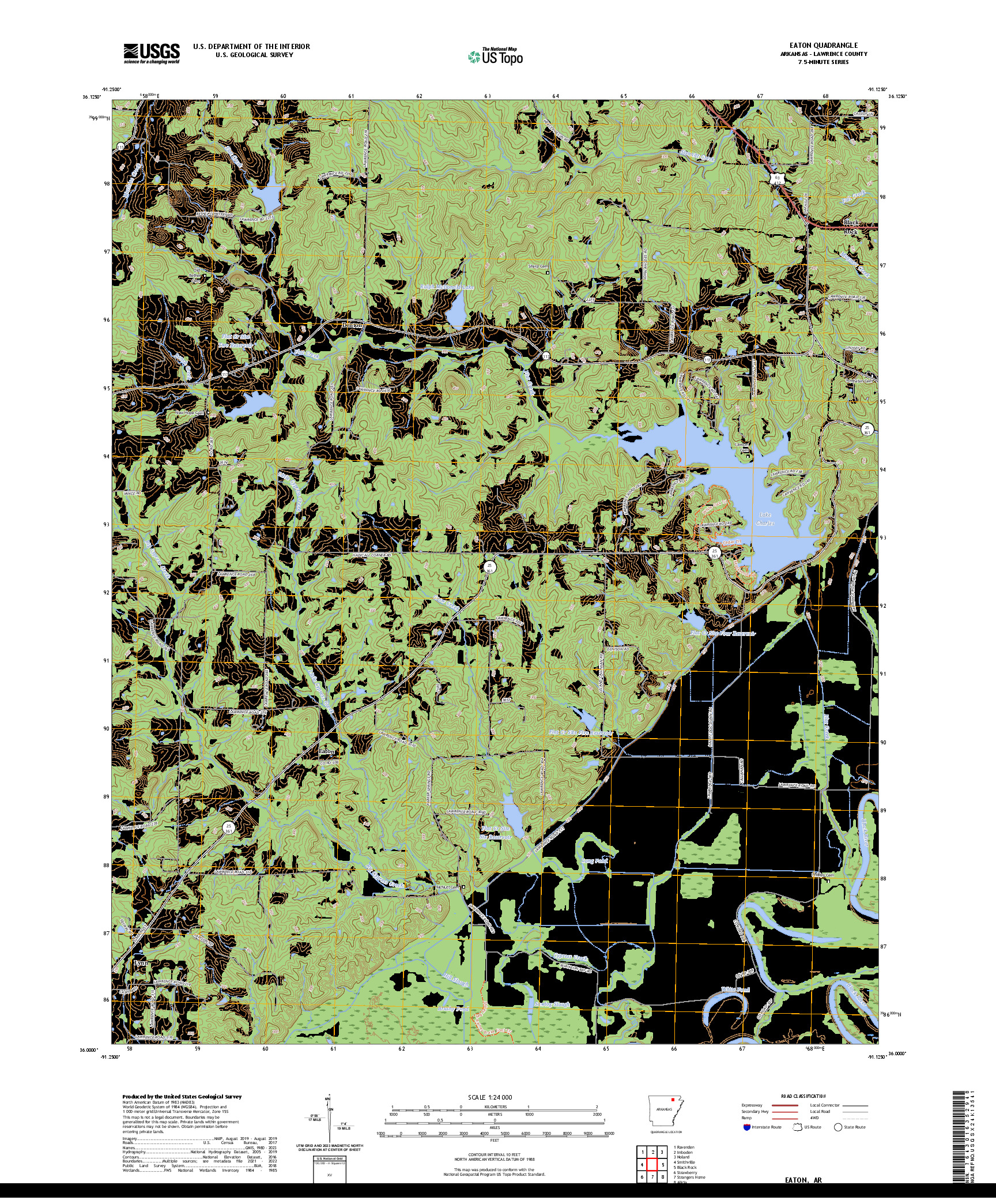 US TOPO 7.5-MINUTE MAP FOR EATON, AR