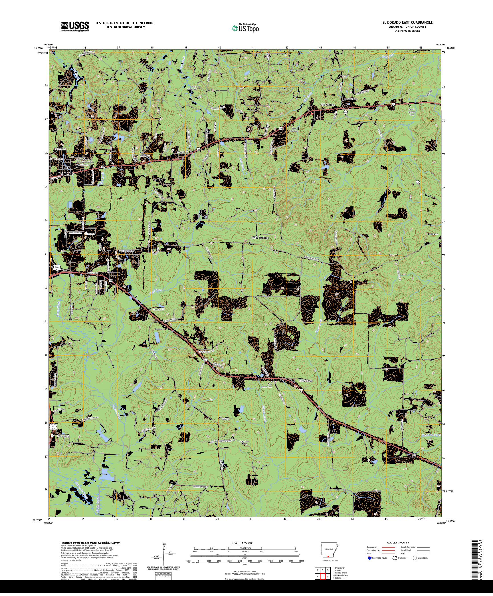 US TOPO 7.5-MINUTE MAP FOR EL DORADO EAST, AR