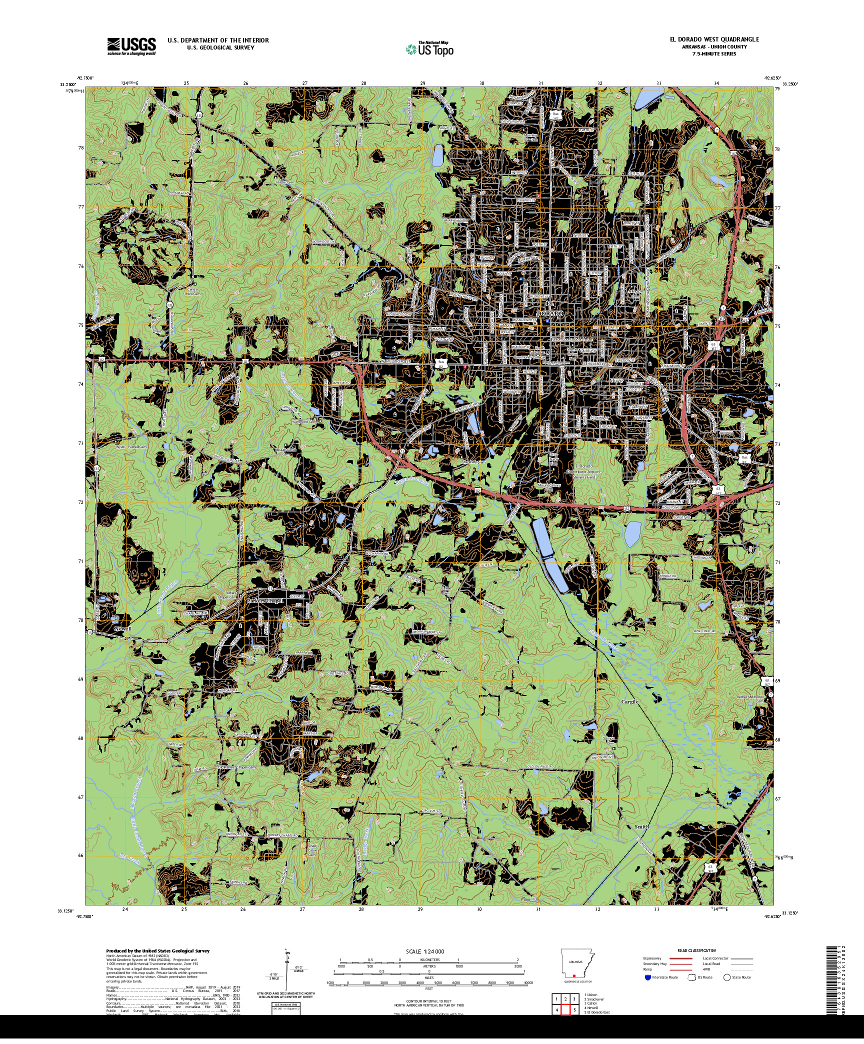 US TOPO 7.5-MINUTE MAP FOR EL DORADO WEST, AR