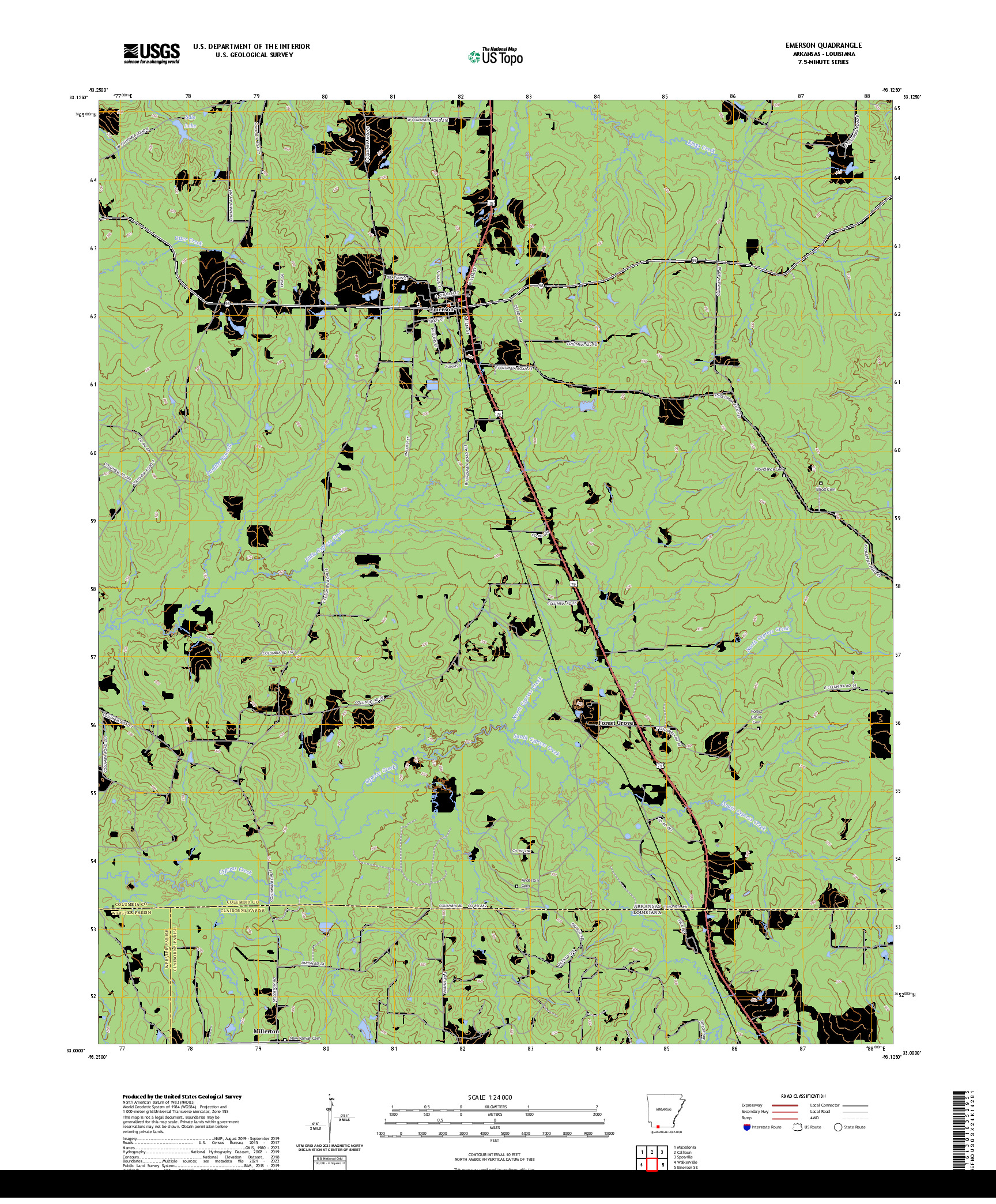 US TOPO 7.5-MINUTE MAP FOR EMERSON, AR,LA