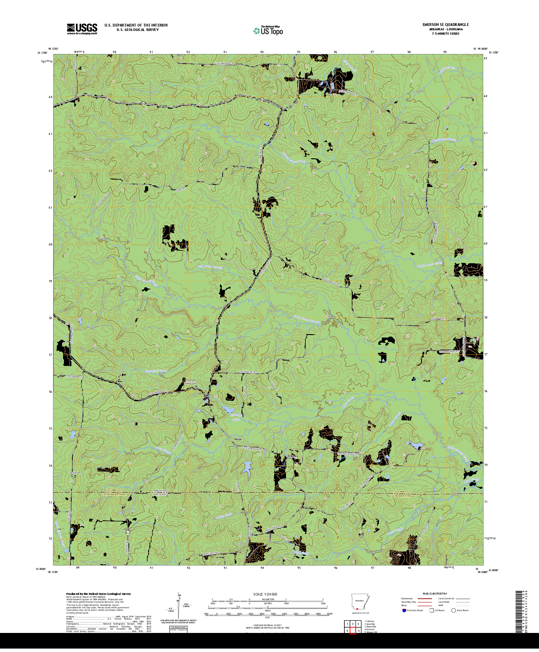US TOPO 7.5-MINUTE MAP FOR EMERSON SE, AR,LA