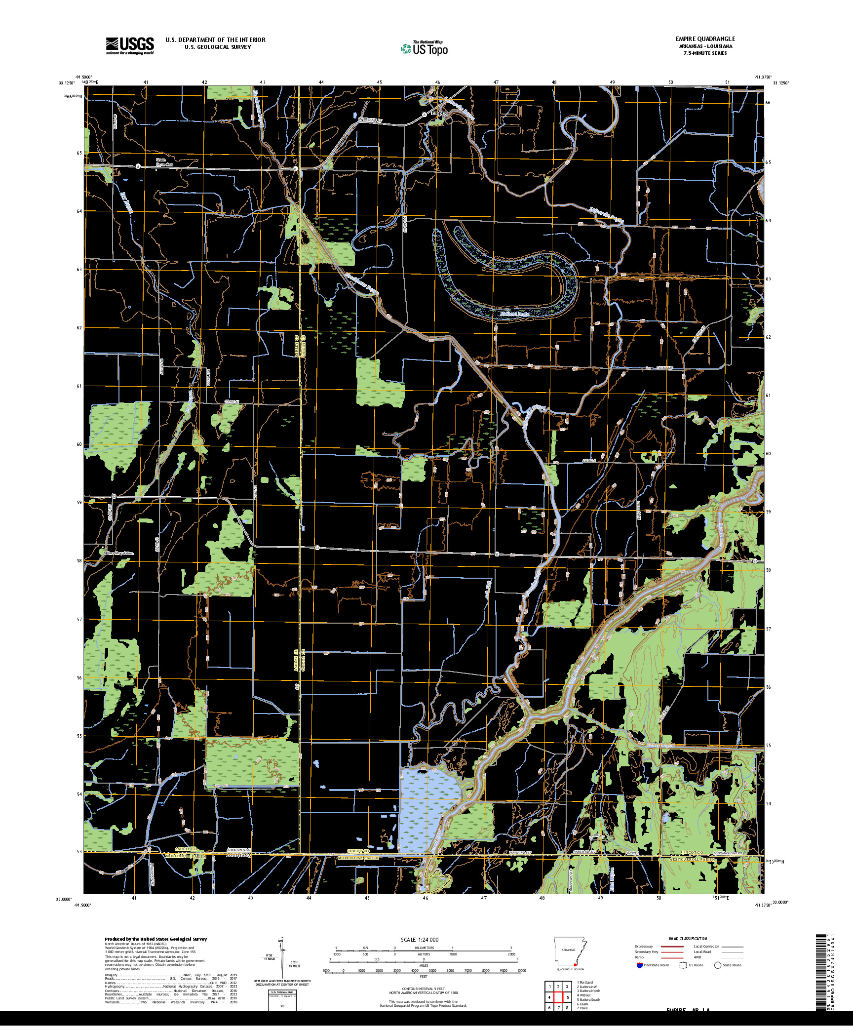 US TOPO 7.5-MINUTE MAP FOR EMPIRE, AR,LA